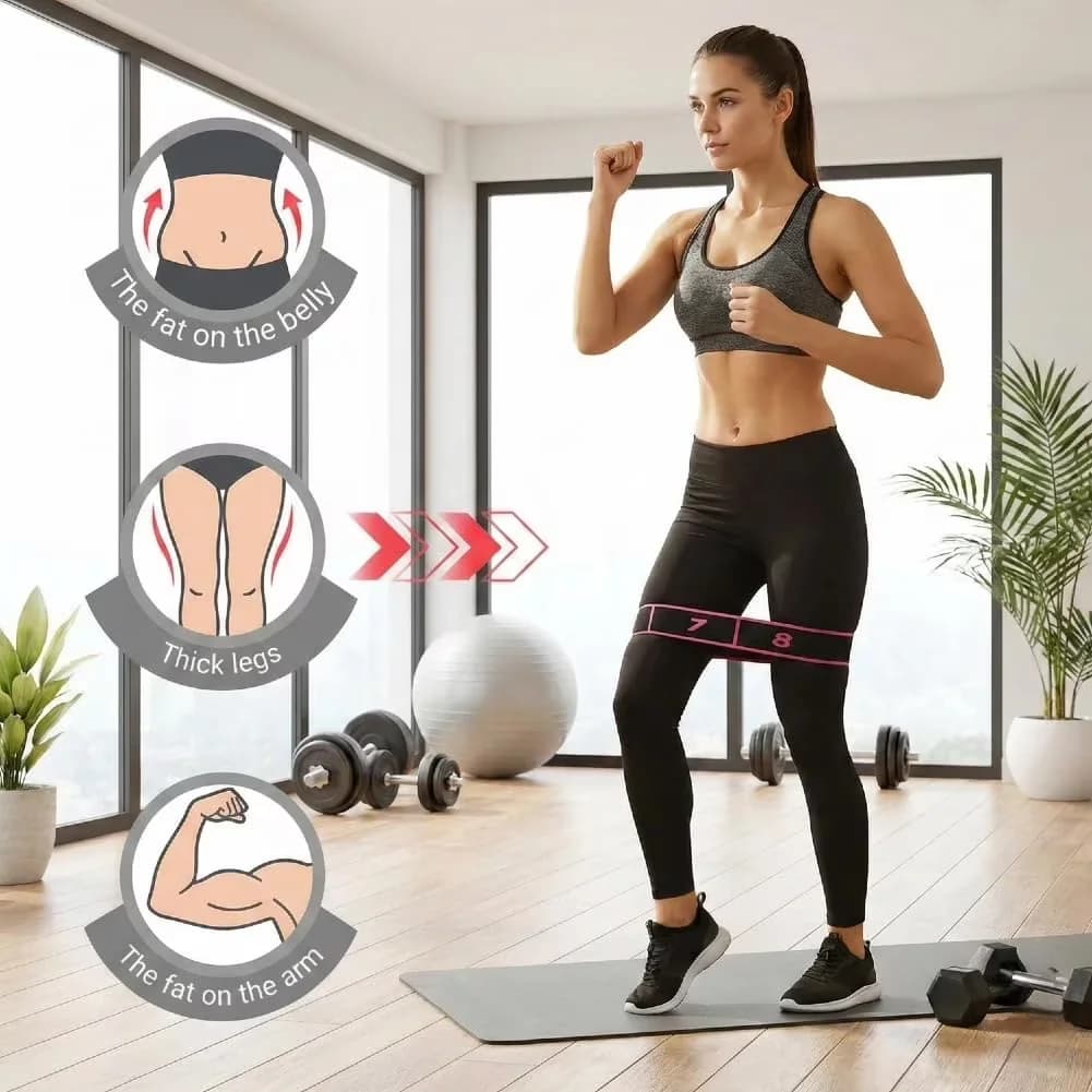 Premium Home Gym with 12 Segment Stretch Bands, Numbered Elastic Resistance Band - Red Model 9768A0