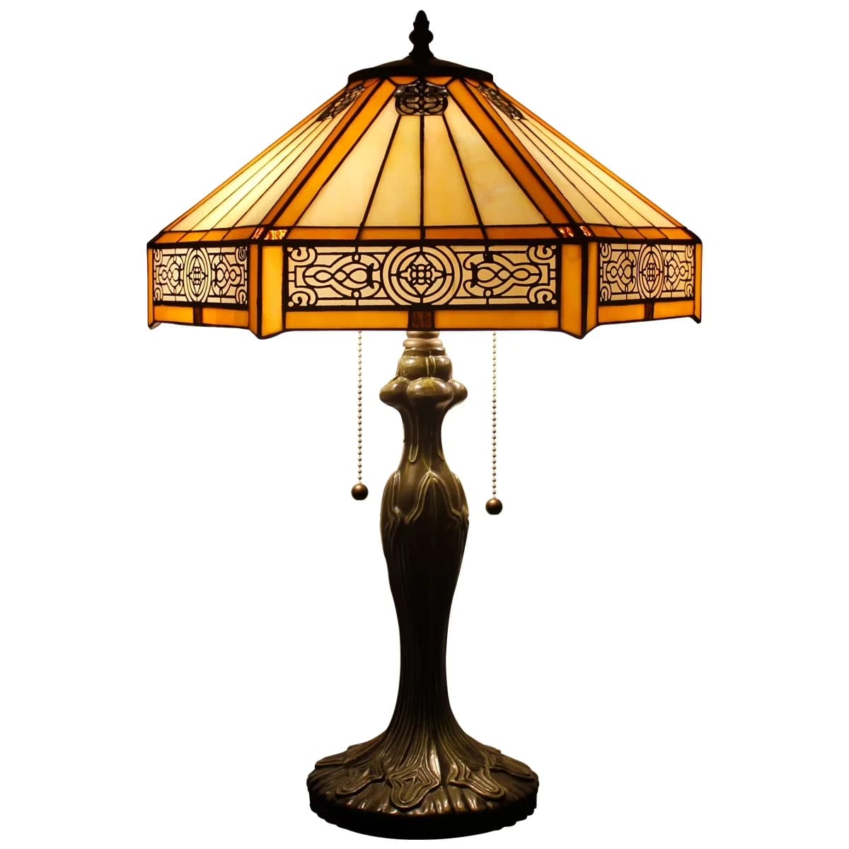 Premium Lamp with LED, Bedside Lamps, Tiffany Table - Yellow, Multicolor Glass Model 6F0A2B