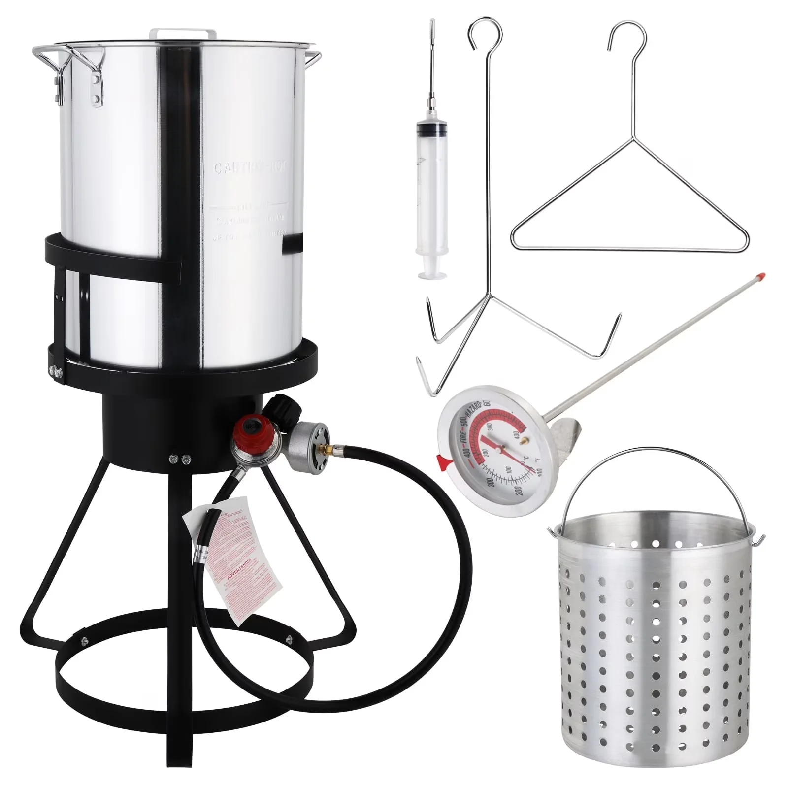 Outdoor Fryer Reliable with 55000 BTU, 30QT Turkey, Propane Stove - Silver Model 184091