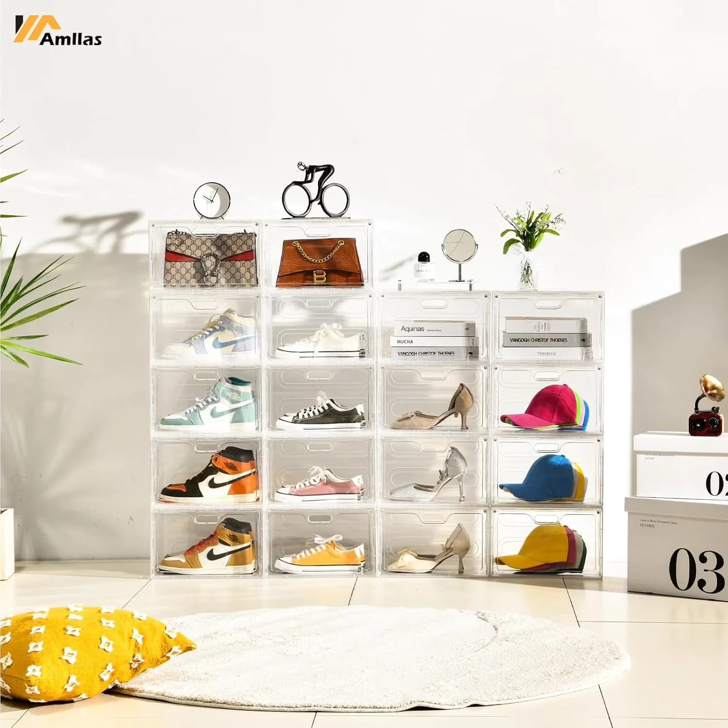 Innovative Garage Storage Supply with Stackable, Lids, Large Shoe Organizer - Clear Plastic Model 4E550D