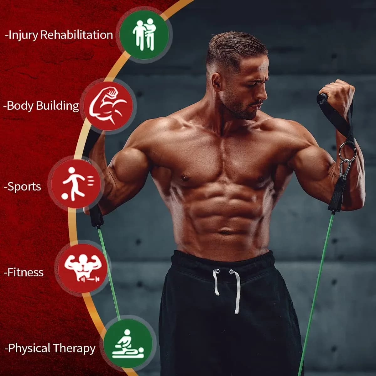 Essential Home Gym with Adjustable Straps, 1.Item Weight: 1.2lbs 2.Material: TPE, 100Lbs Resistance Bands Set - Thermoplastic... Model 452515