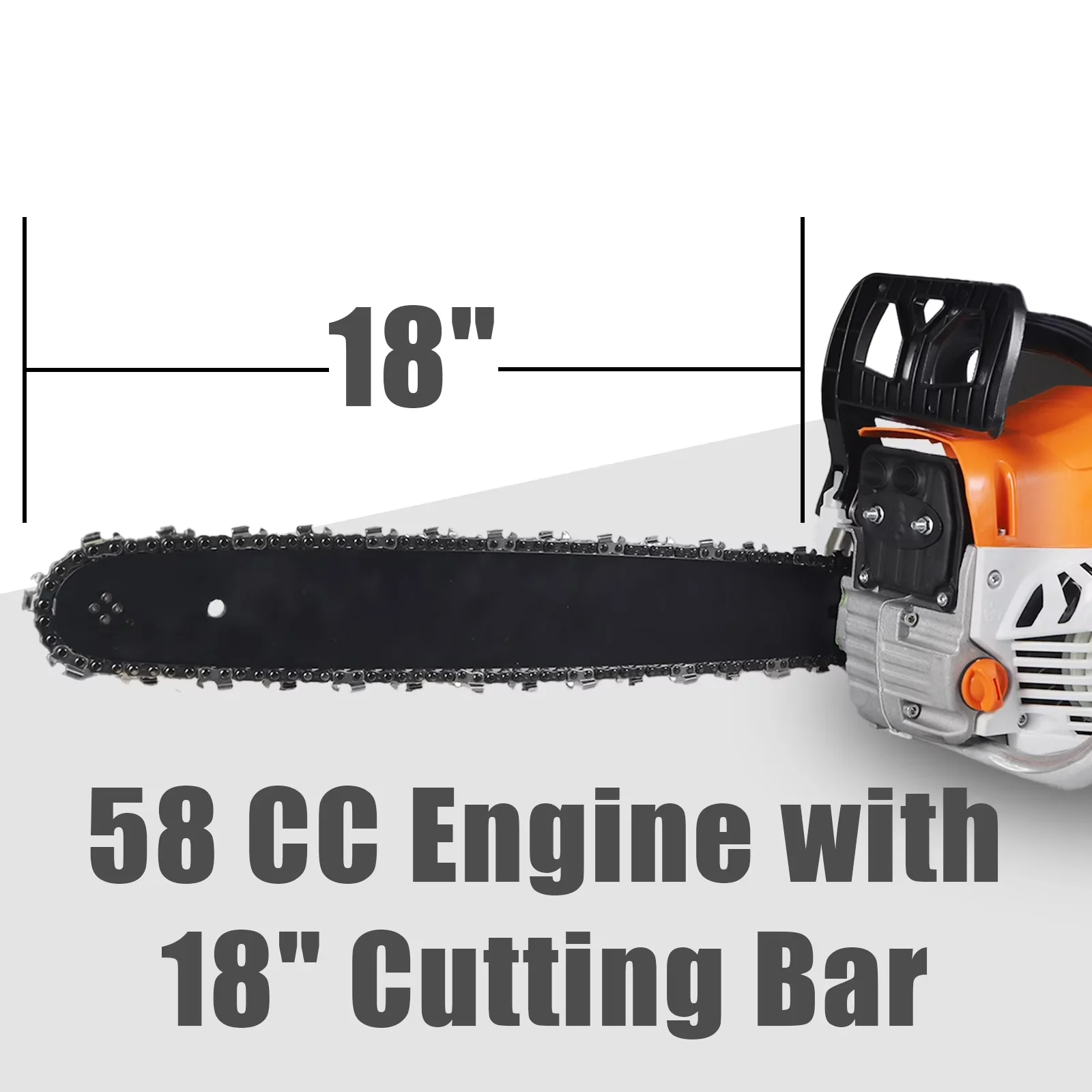 Classic Chainsaw with 58CC Gas, 18 Inch Power, 2-Cycle Handed Petrol Chainsaws - Model 09F89D