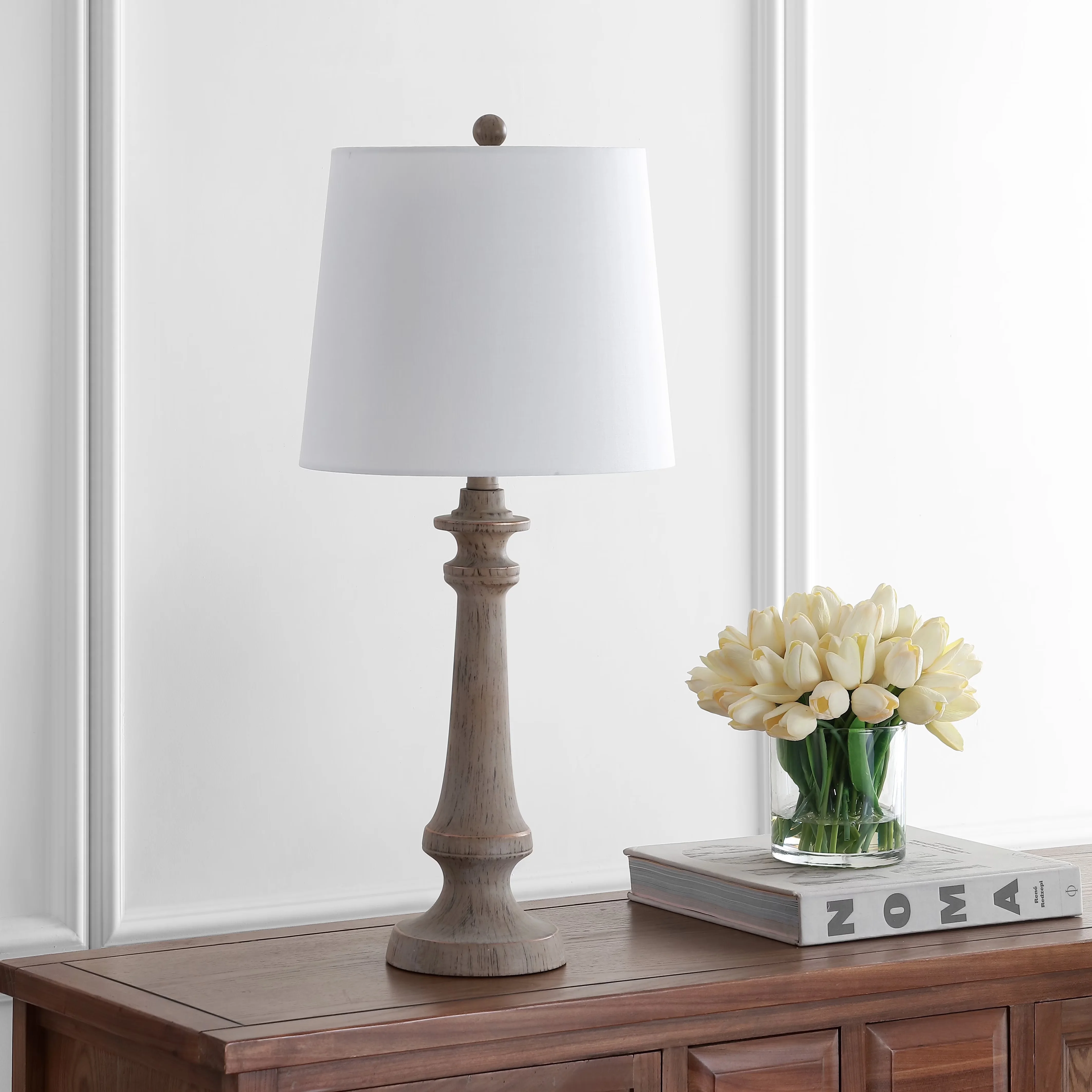 Quality Table Lamp with LED, Farmhouse, Standard Lamps - Wood Brown 28 in Model CA188D