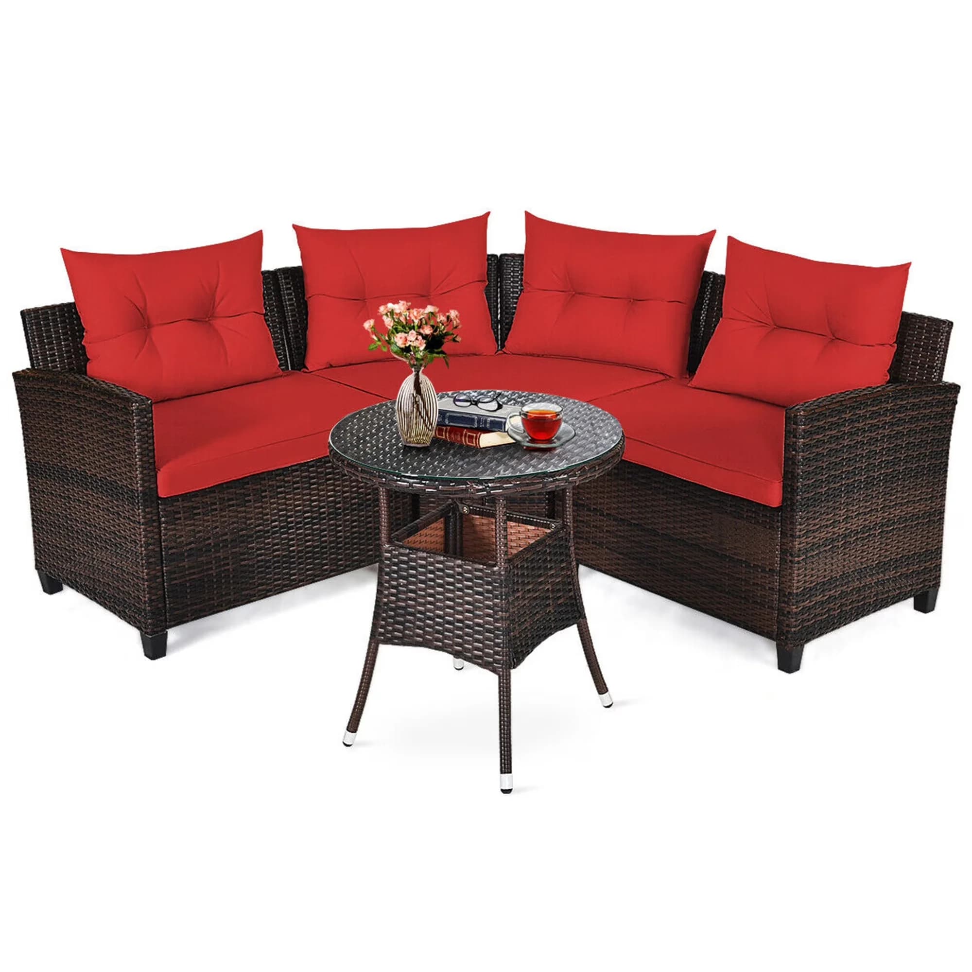 Reliable Outdoor Sofas Sectional with Removable Cushion Cover, Modern - Red Rattan Model C2EA91