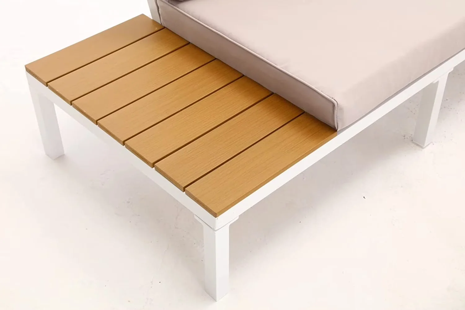 Premium Outdoor Sofas Sectional with Modern, Waterproof - Aluminum, Plastic Wood Beige Model D81EC9