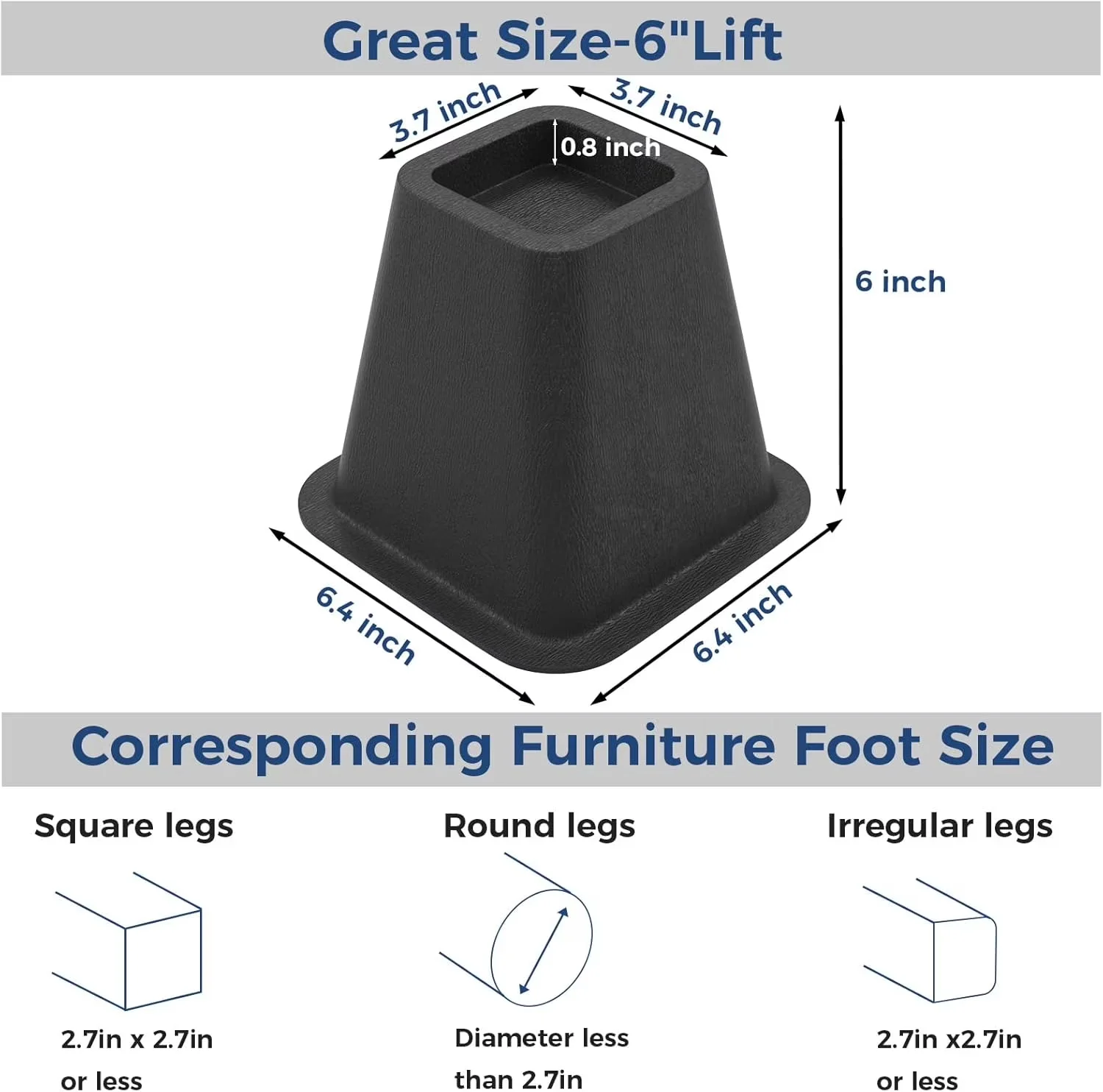 Modern Dehumidifier with Heavy Duty Lift Risers, Support Up to 2200 Lbs Risers 4 Pieces - Black Model CA6B1B