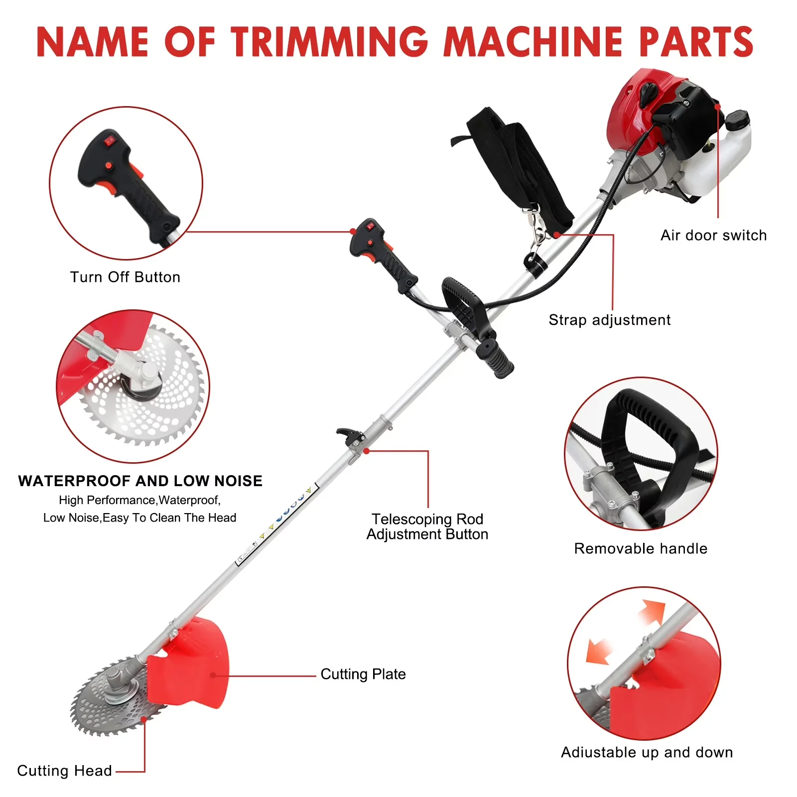 String Trimmer Innovative with Extendable, Weed Wacker, 52CC Gasoline Grass - Green Model 829E0B
