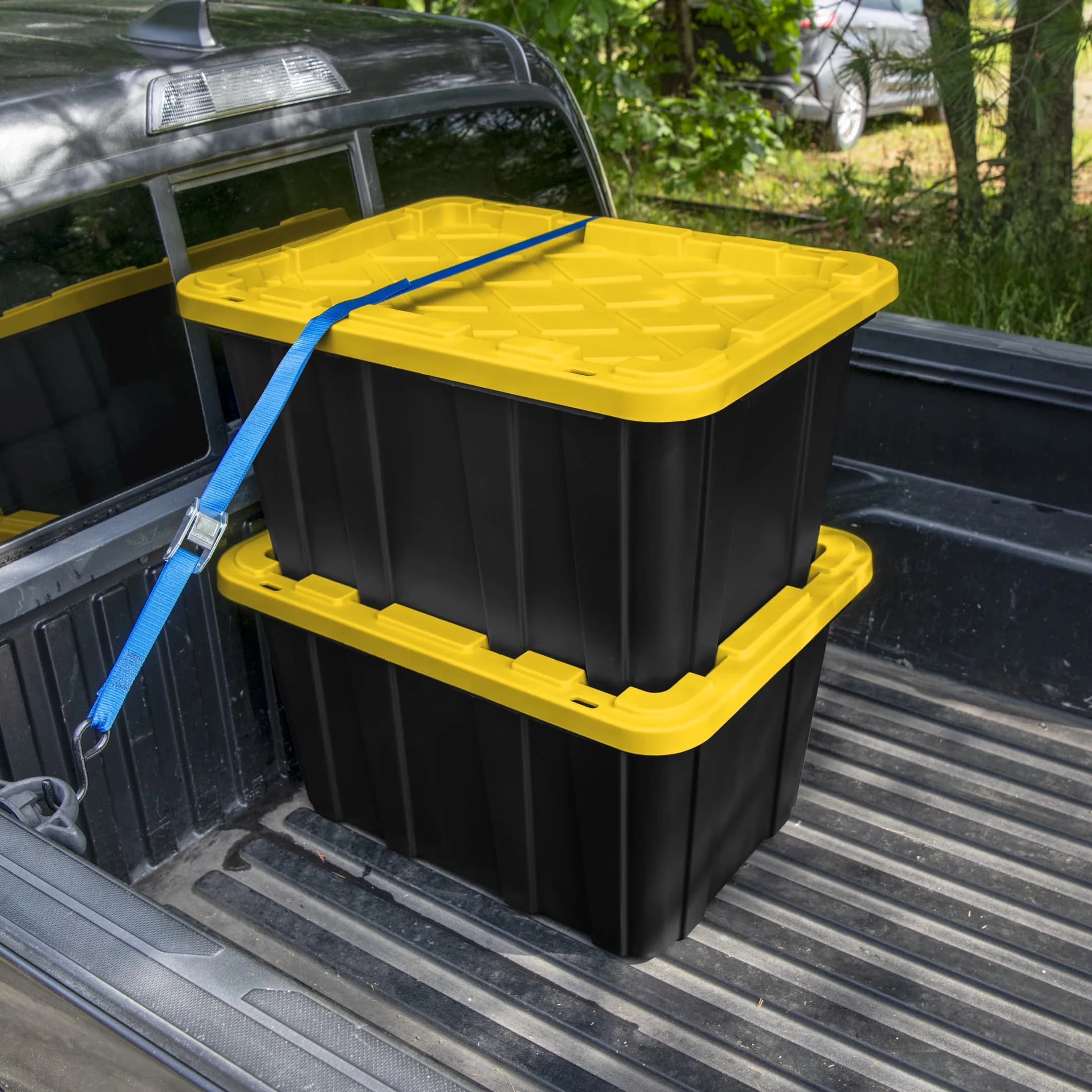 Compact Garage Storage Supply with Stackable, Large Bin, 6 Pack - Plastic Yellow Model 055B1F