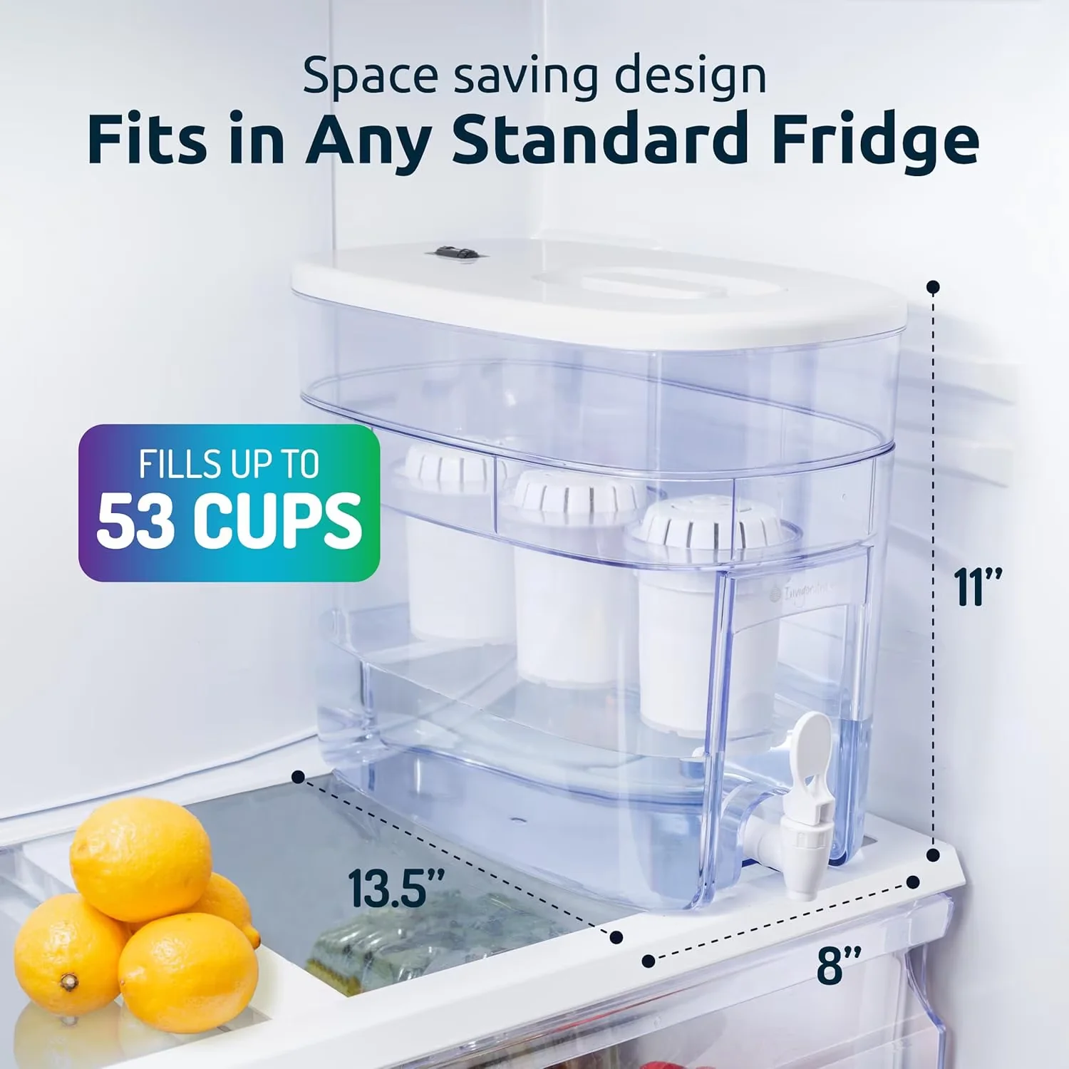 Water Filtration Innovative with Multi Filter, 53-Cup, Alkaline Countertop Filter Dispenser - White Plastic Model 15CF59