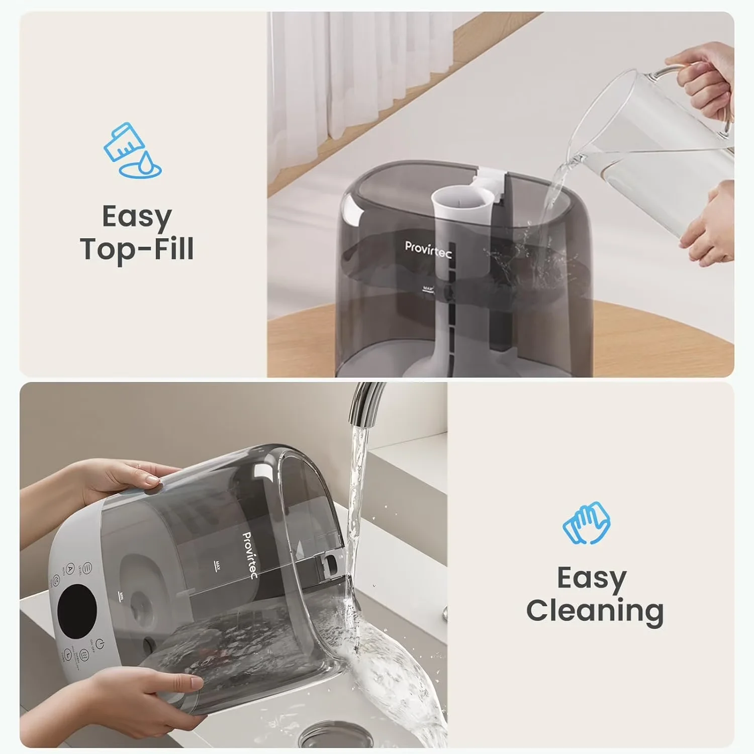 Humidifier Durable with Remote Controlled, 6L Warm & Cool Mist Humidifiers - Gray Model F9F24D