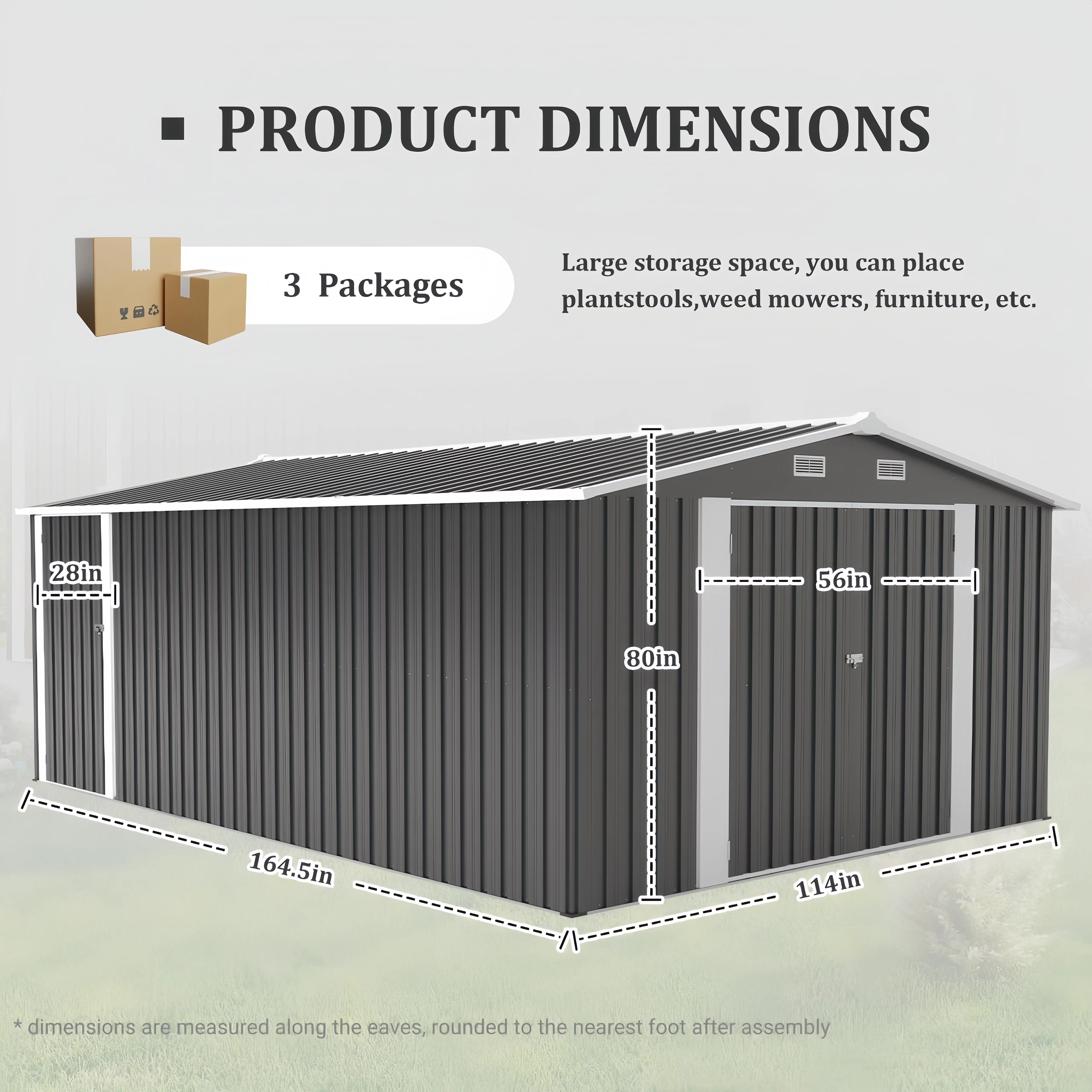 Shed Modern with Rot Resistant, Waterproof, Campcraft 10x14ft Outdoor Storage - Steel Gray for Patio Model 712995