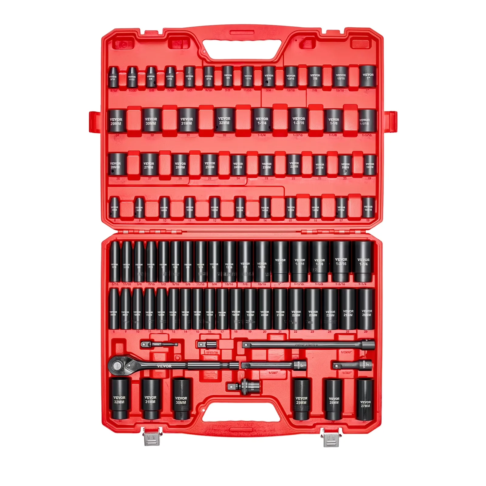 Classic Hand Tool Set with Compact, 1/2 in Drive Impact Socket, Cr-V Steel - Cr-V Red Model D103C7
