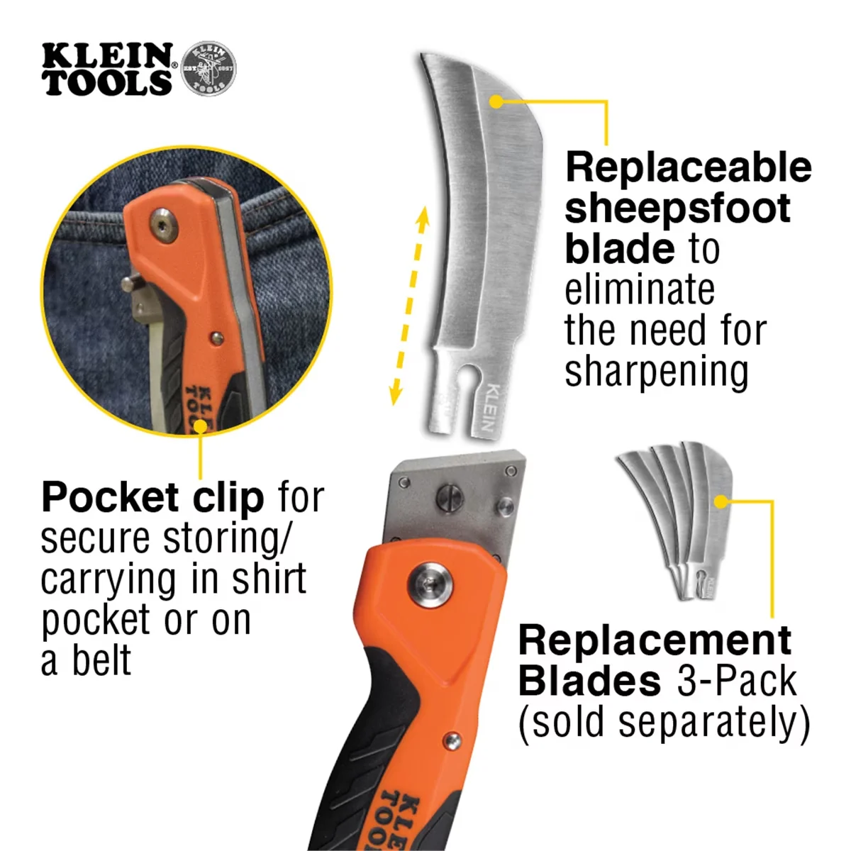 Pro Tool Durable with Folding, Thumb stud for easy opening, Patent Pending - Black Model E1DE92