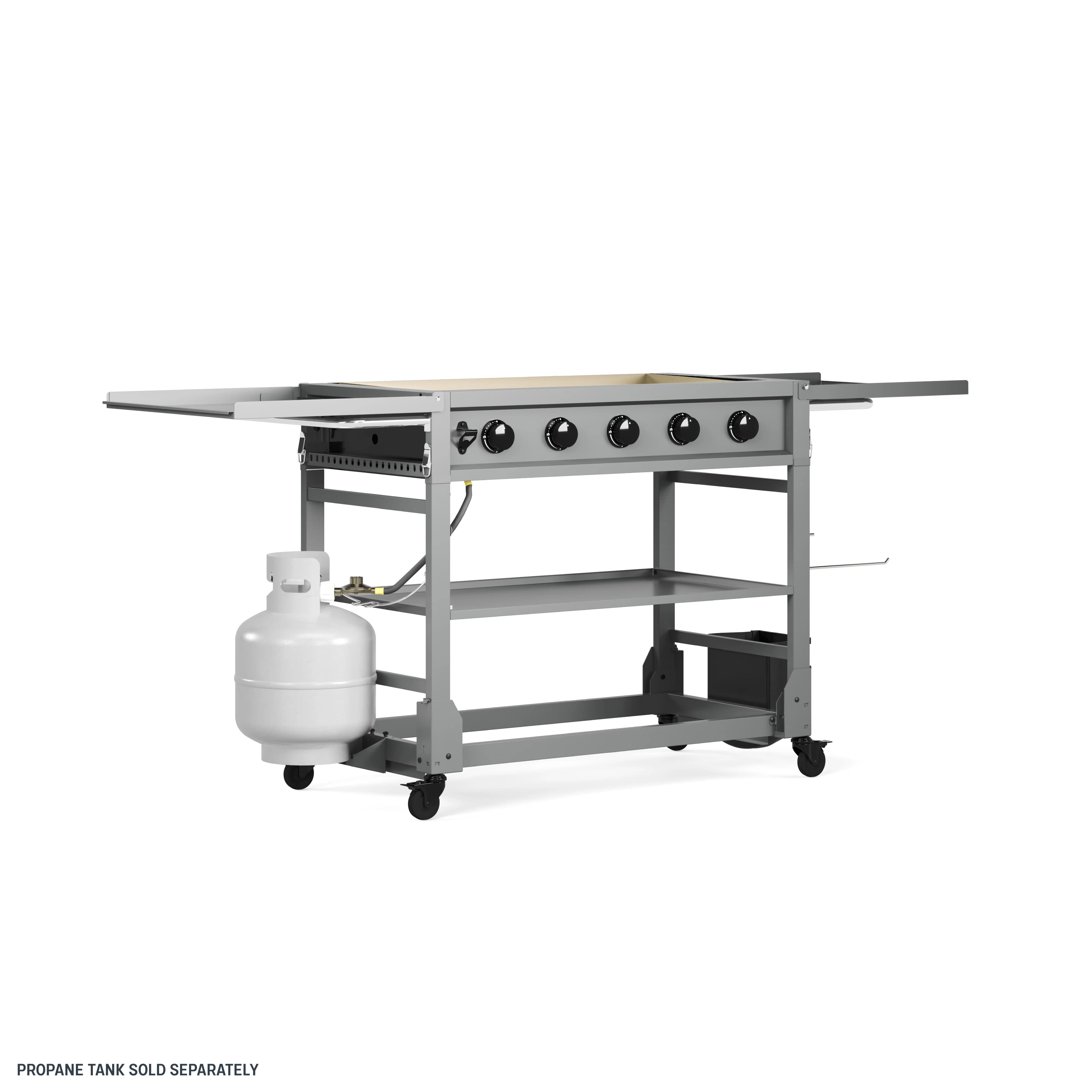 Flat Top Grill Reliable with Foldable Legs, Anaheim 5-Burner 36" Outdoor Griddle, Griddle Tool Set + Cover - Powder Coated Steel Gray Model 175854
