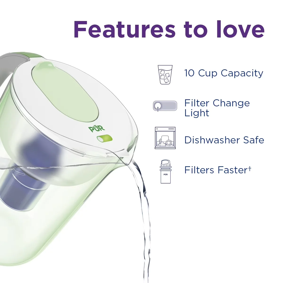 Essential Water Filtration with 10.2" W x 10.6" H x 6.8" L, Lime - Lime Plastic Model 310727