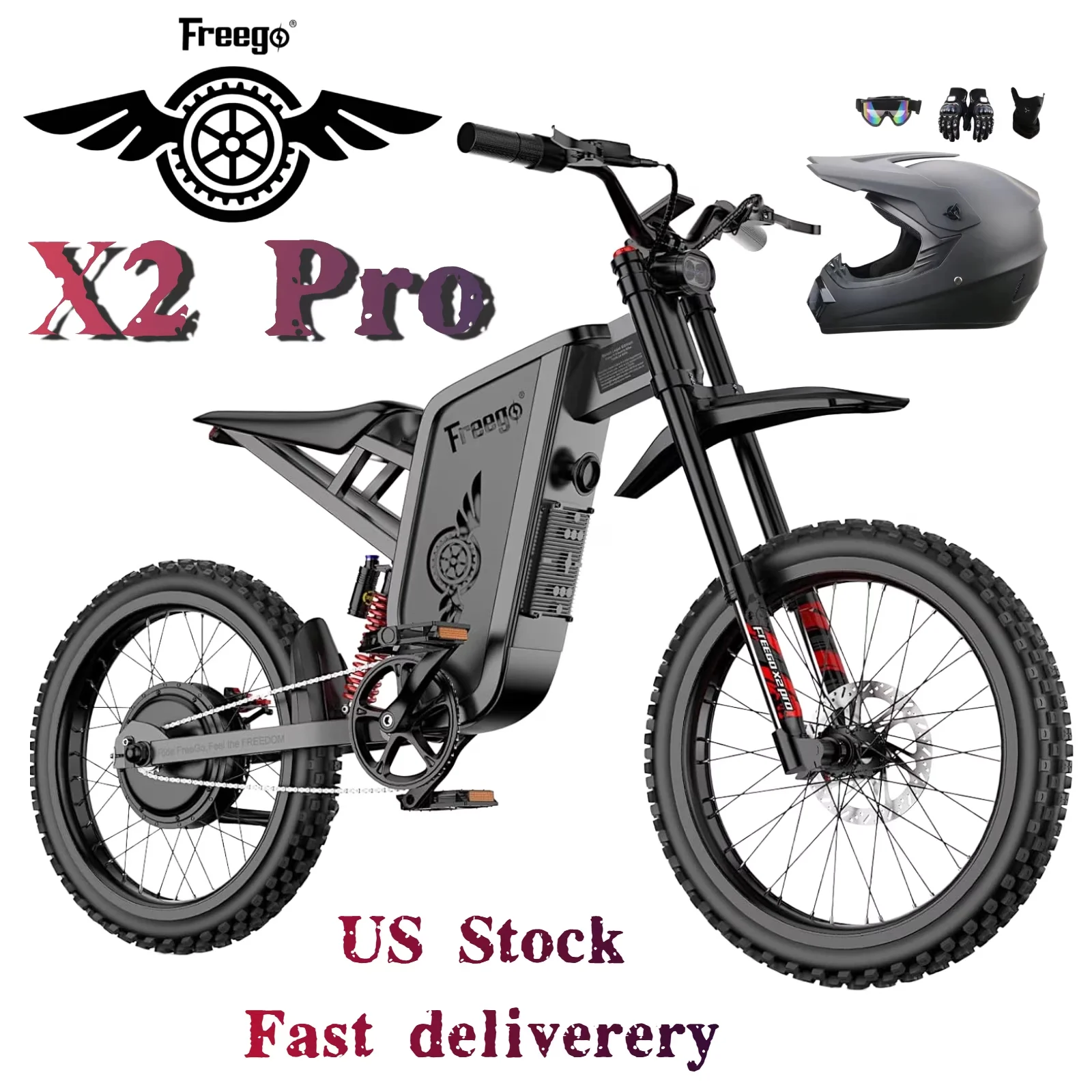 Efficient Electric Bike with Battery, 6000W - X2 Pro Red - Long-Lasting Performance Model 2FDD1F