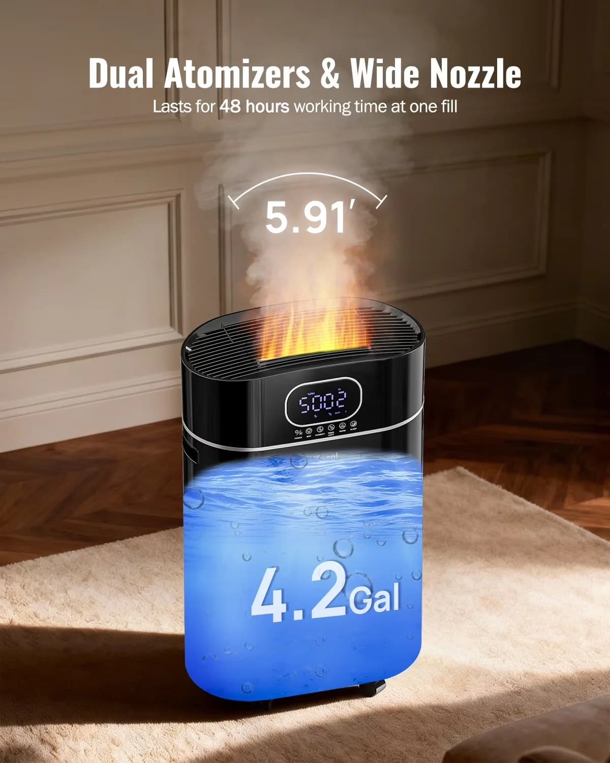 Quality Humidifier with Empty Tank Indicator, Water Level Indicator, Remote Controlled - Black for Home Model AE7843
