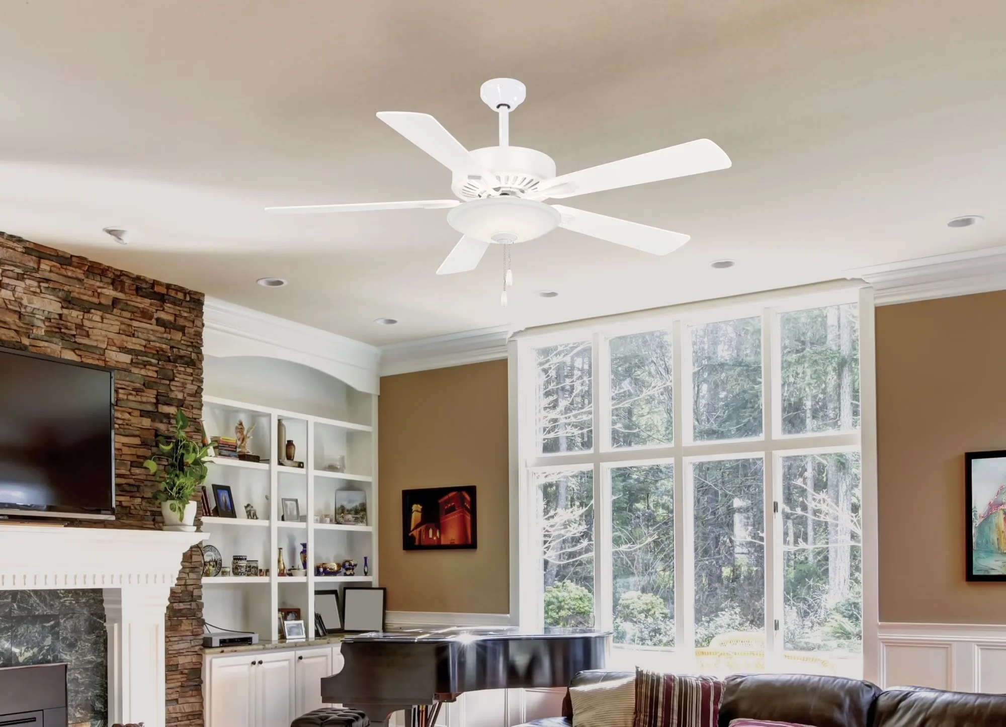 Efficient Ceiling Fan with LED, Traditional - Bronze Glass Minka - Standard Series Model 27914C