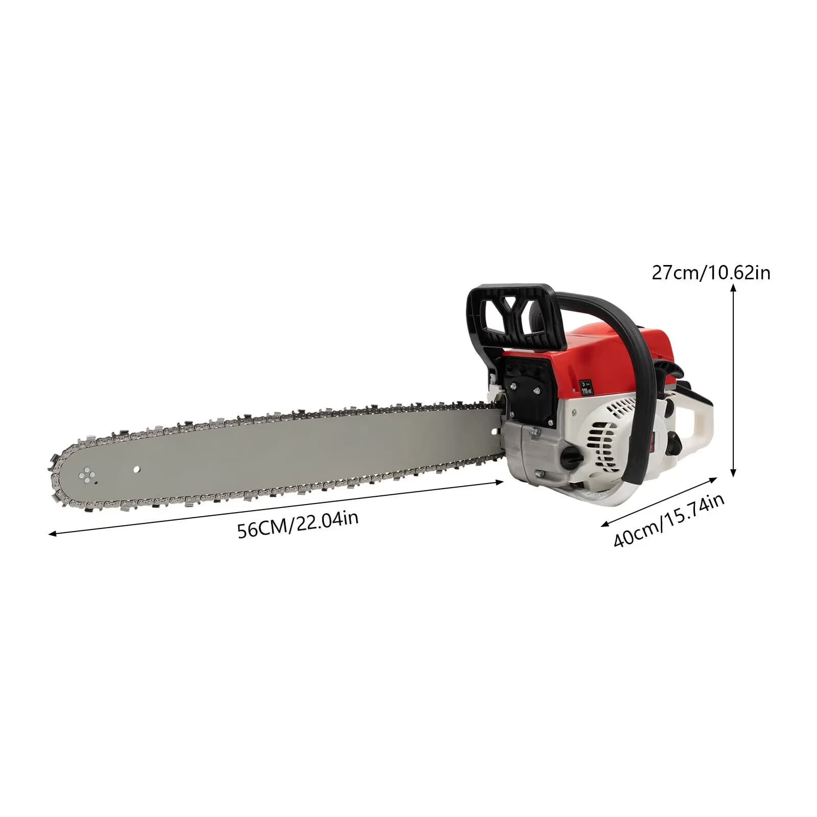 Chainsaw Essential with Chain Brake, Install the chain., Install the guide bar. - Red Model 003433