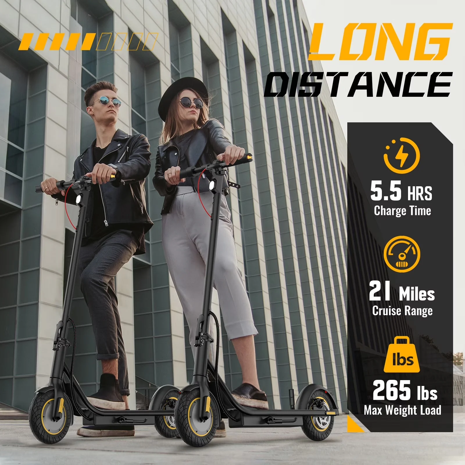 Scooter Stylish with 500W, Portable, Bluetooth - Black Aluminum - Quality Construction Model 48FC68