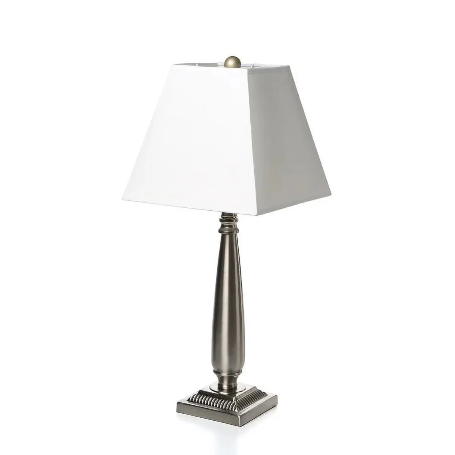 Modern Lamp Set with Incandescent, Contemporary, Materials: Metal Body; Fabric Shade - Metal Silver, White Model 91F370