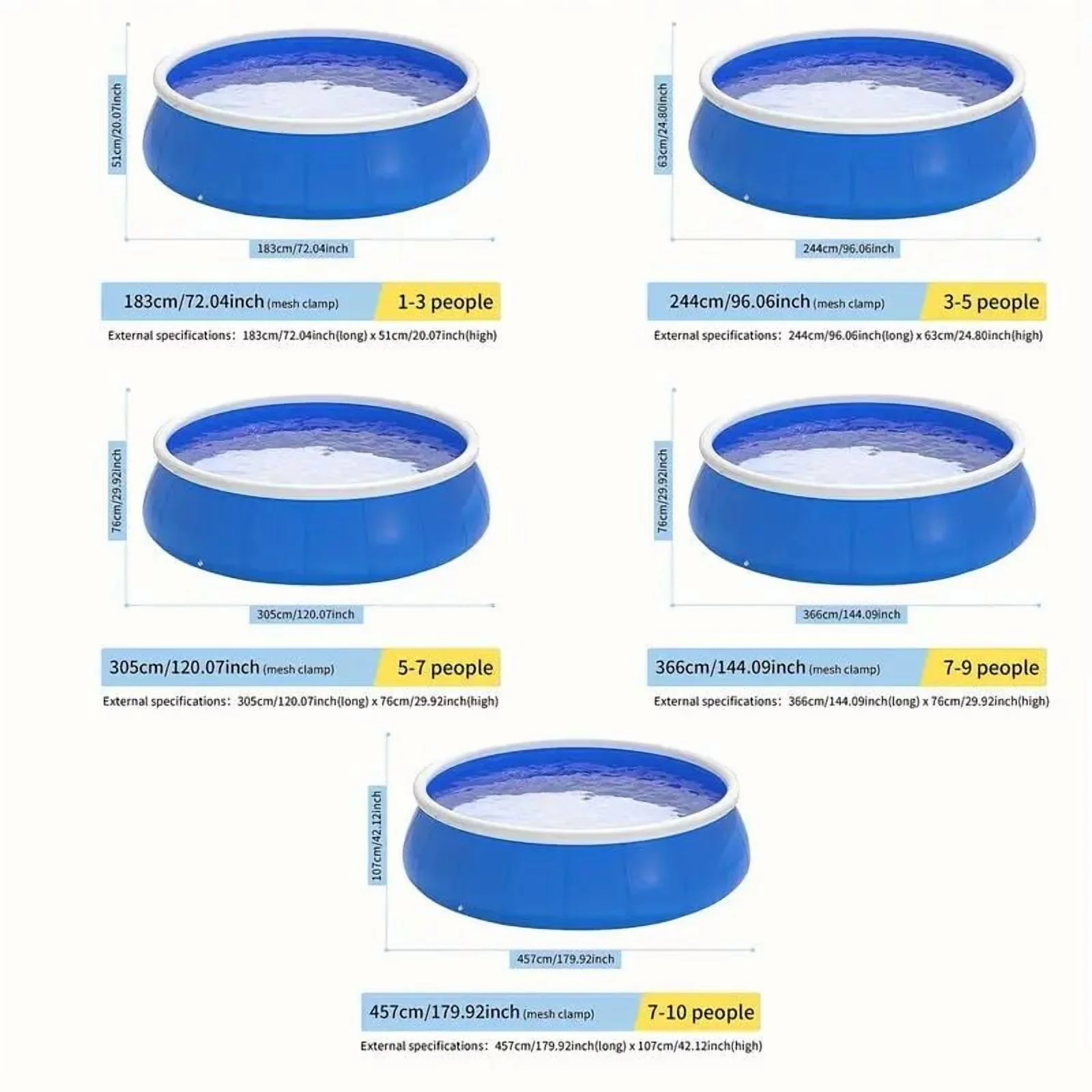 Stylish Inflatable Pool with Backyard Pool, Pool Float, - Blue Swimming Model 48C338