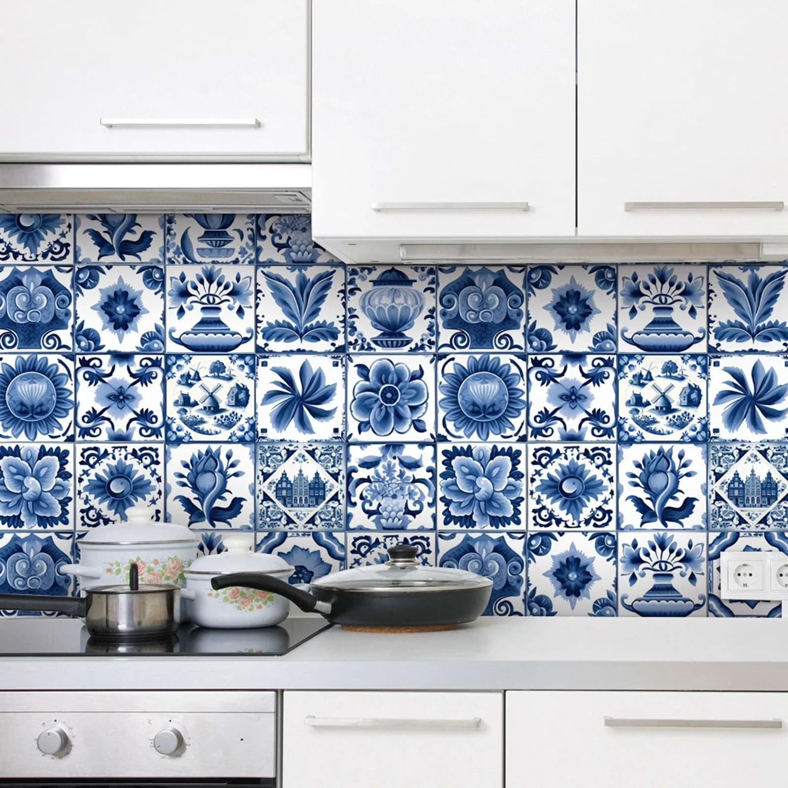 Efficient Wallpaper with Easy Installation - Pvc White for Kitchen 24PCS Model 8F8120