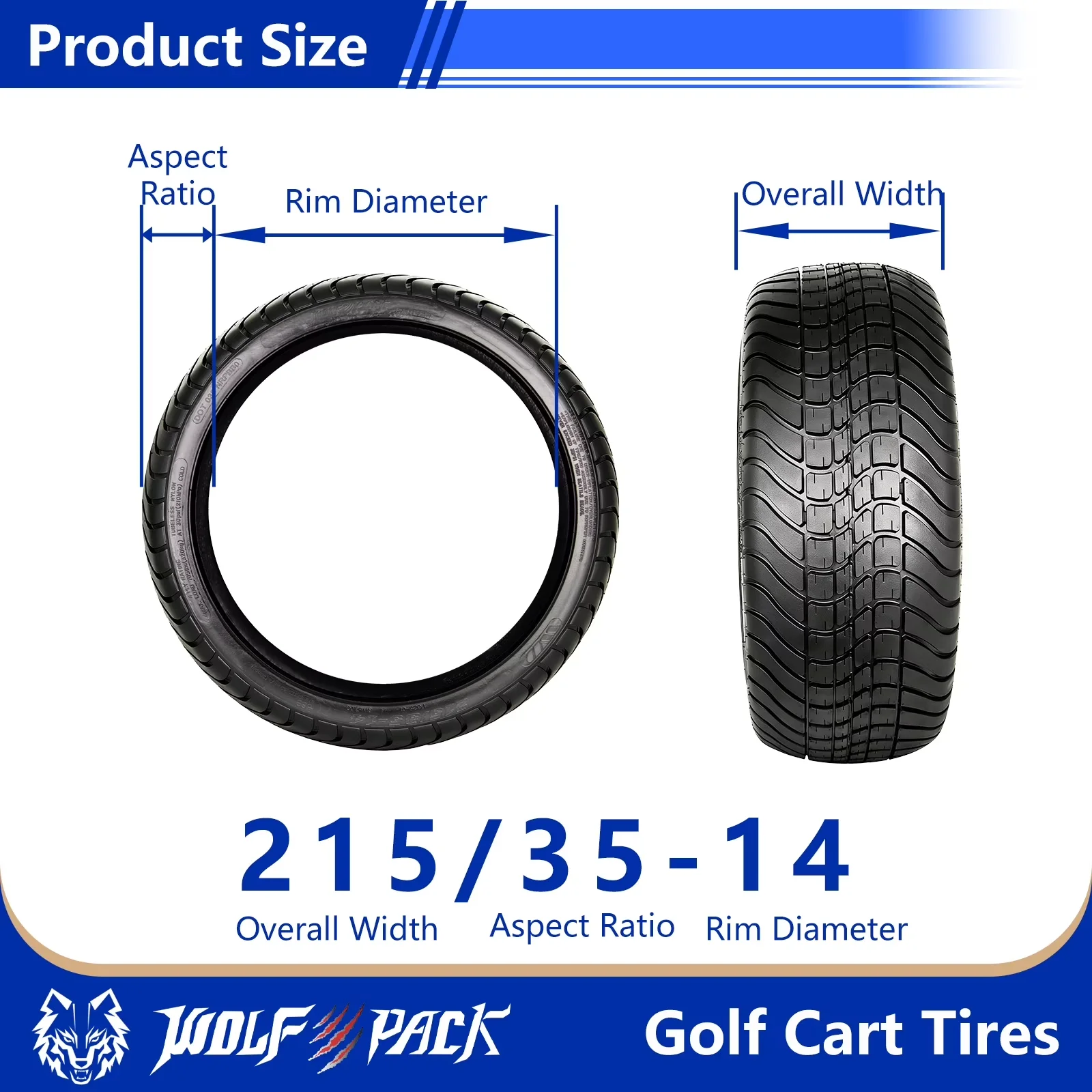 Sleek Golf Cart Tire with Durable Construction, Smooth, Tires only, rims are not included. - Model 0CA10F
