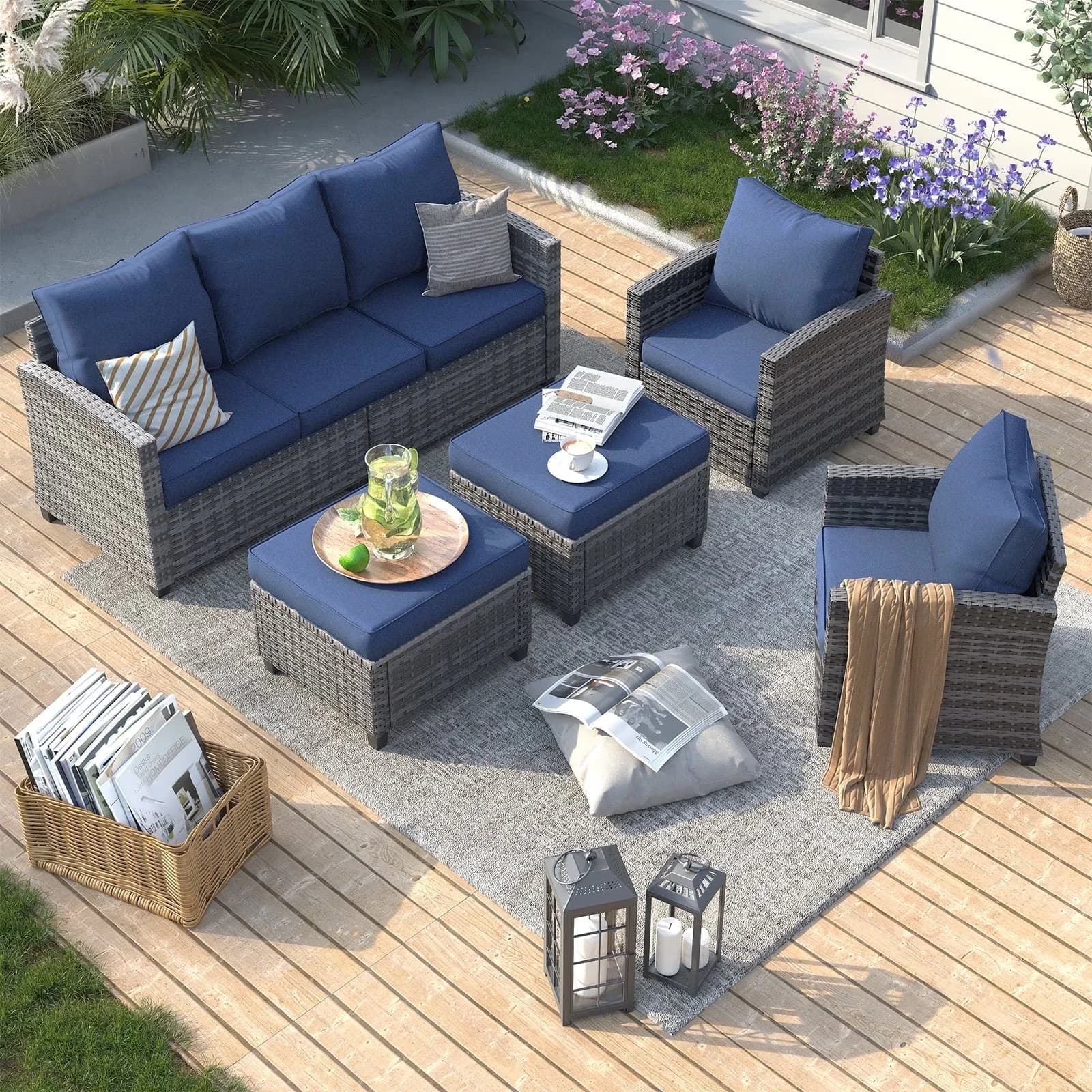 Innovative Patio Conversation Set with Weatherproof, 3 Packages - Pe Rattan Model 1DFF7C
