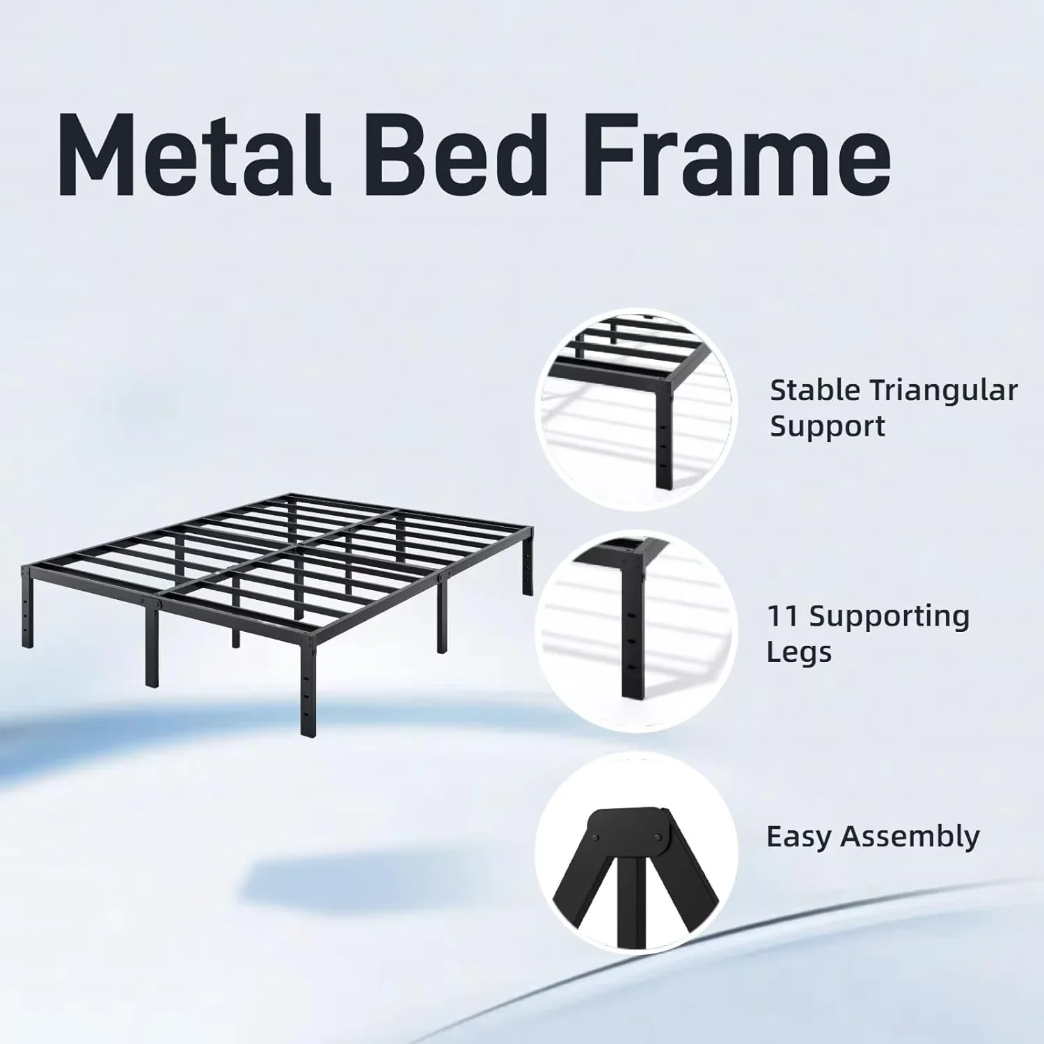 Essential Mattresses Accessory with Headboard Compatible, Adjustable Height - Metal Black Model A42B60