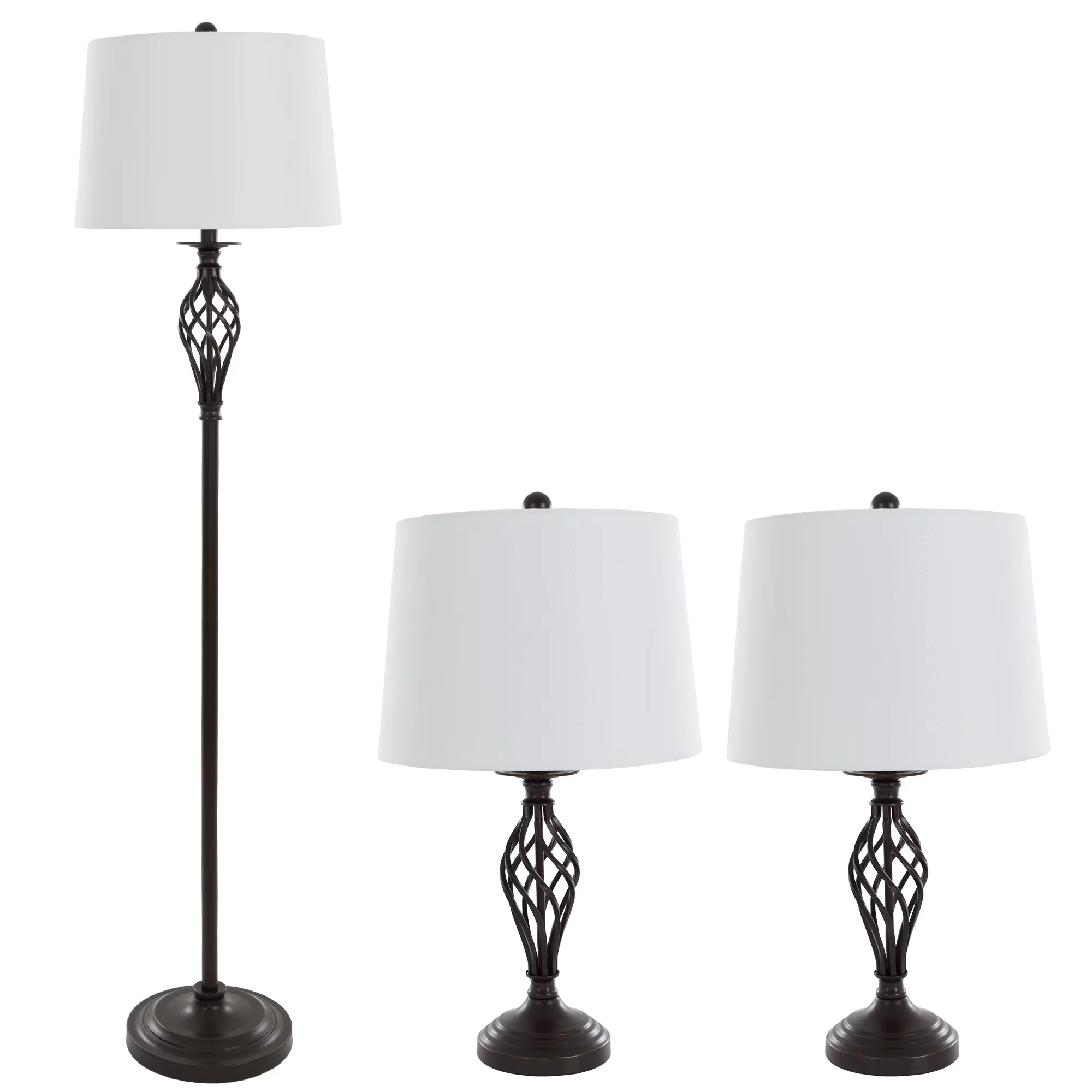 Stylish Lamp Set with LED, Traditional, Table and Floor Lamps - Metal Bronze Model A9894F