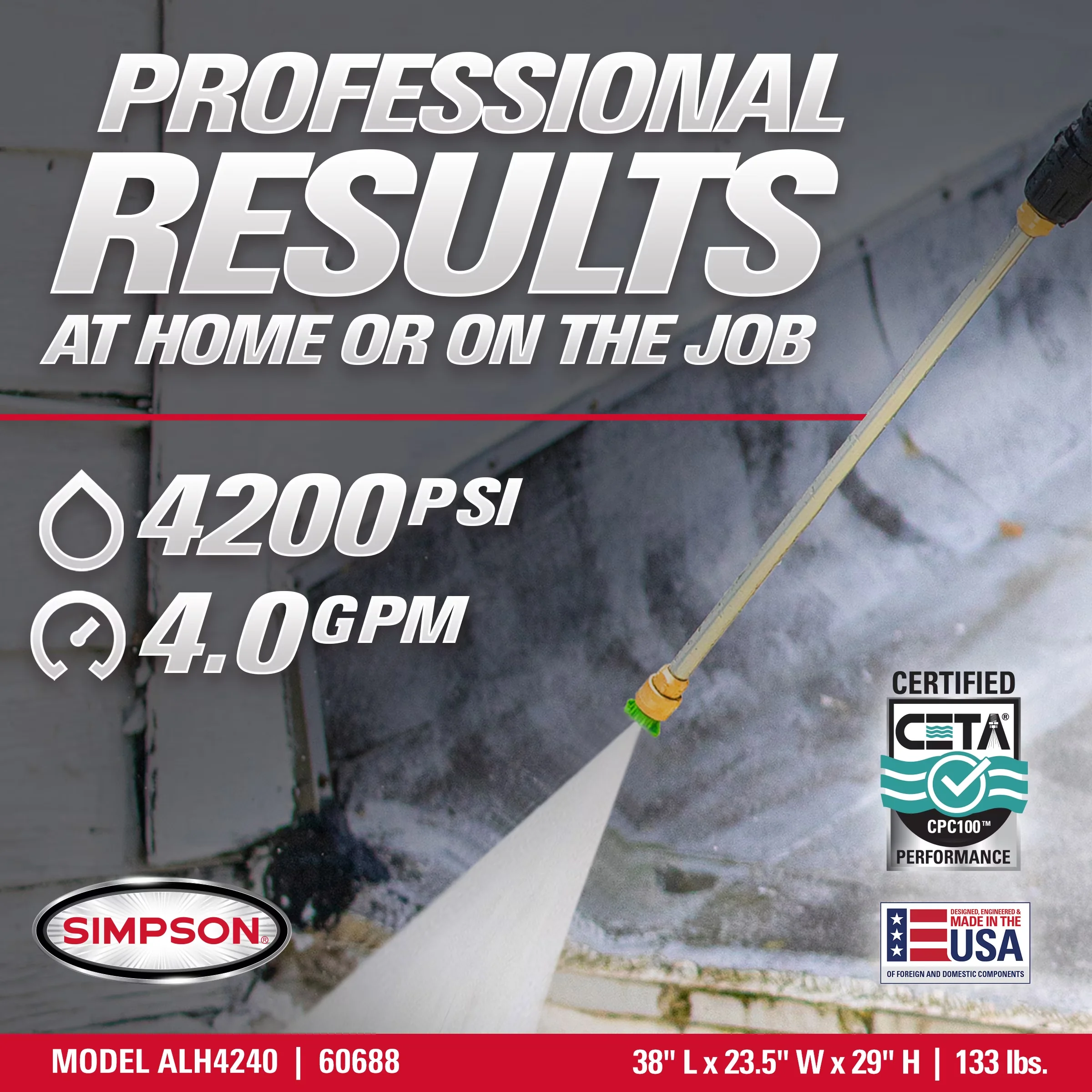 Compact Pressure Washer with Quick Connect Tips, Functions at 3,400 PSI and 2.5 GPM - Model 43FB17