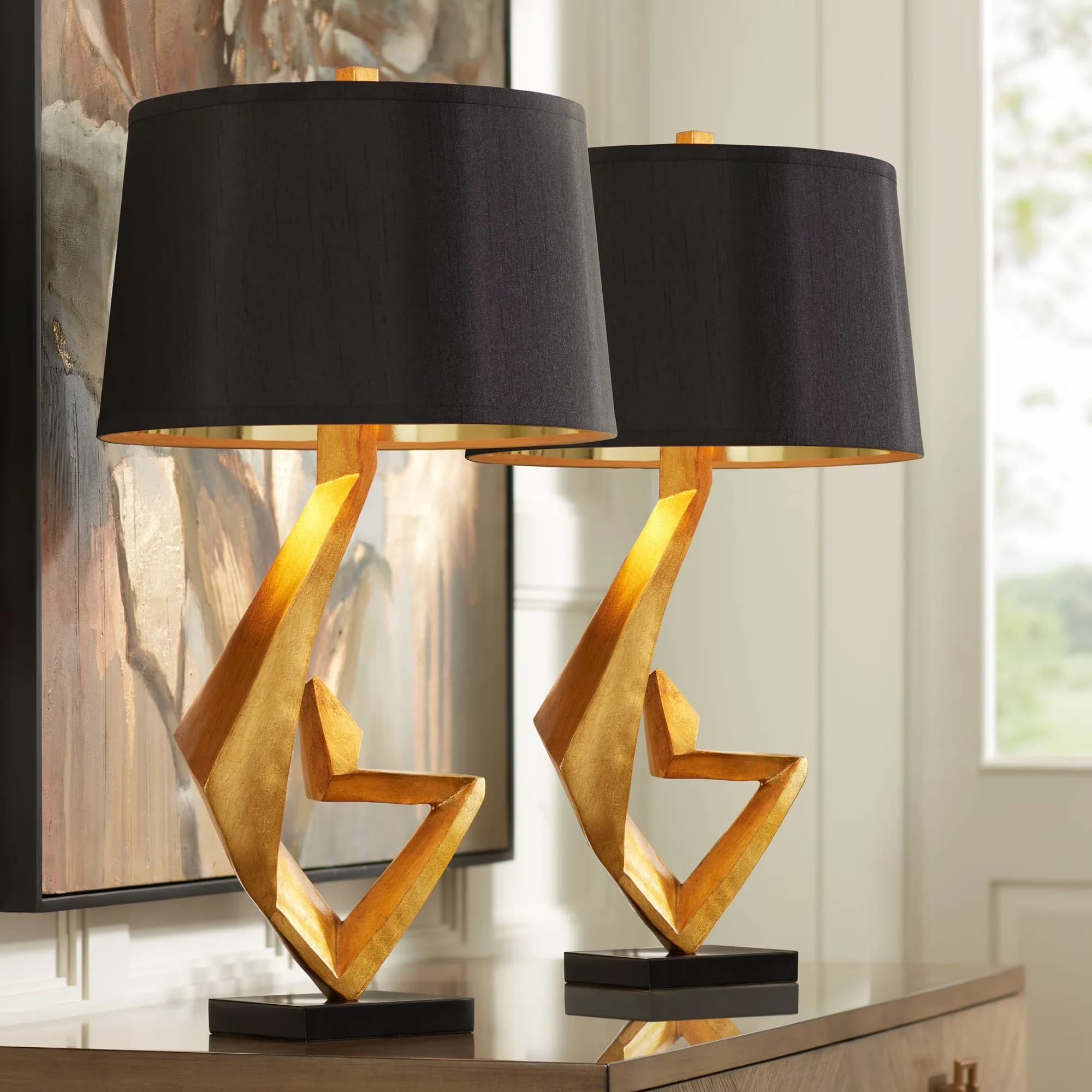 Professional Lamp Set with Incandescent - Cast Resin Gold 1/2 - Durable Build Model 17FE24