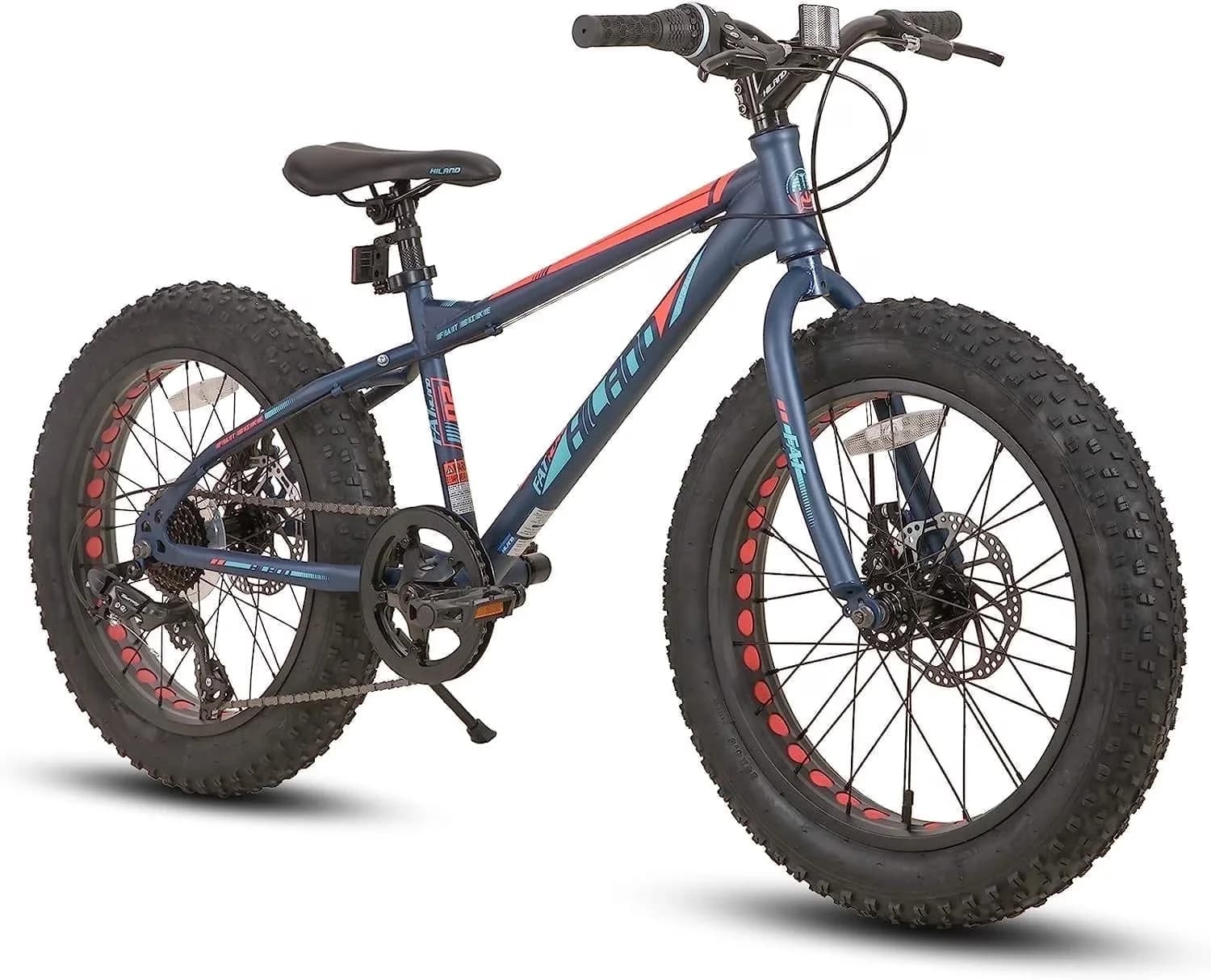 Mountain Bike Efficient with Dual-Disc Brakes, Shimano 7-Speed, Kids Fat Tire - Blue Model 8587F2