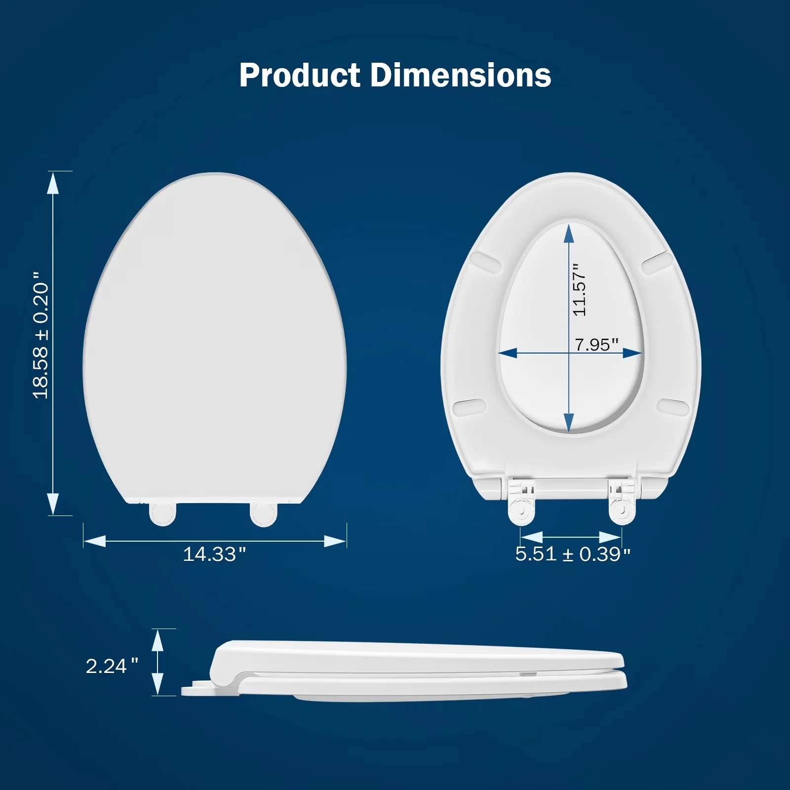 Professional Toilet Seats And Lid with 3-Way, Fade Resistant - White Abs Model 9CE7C4