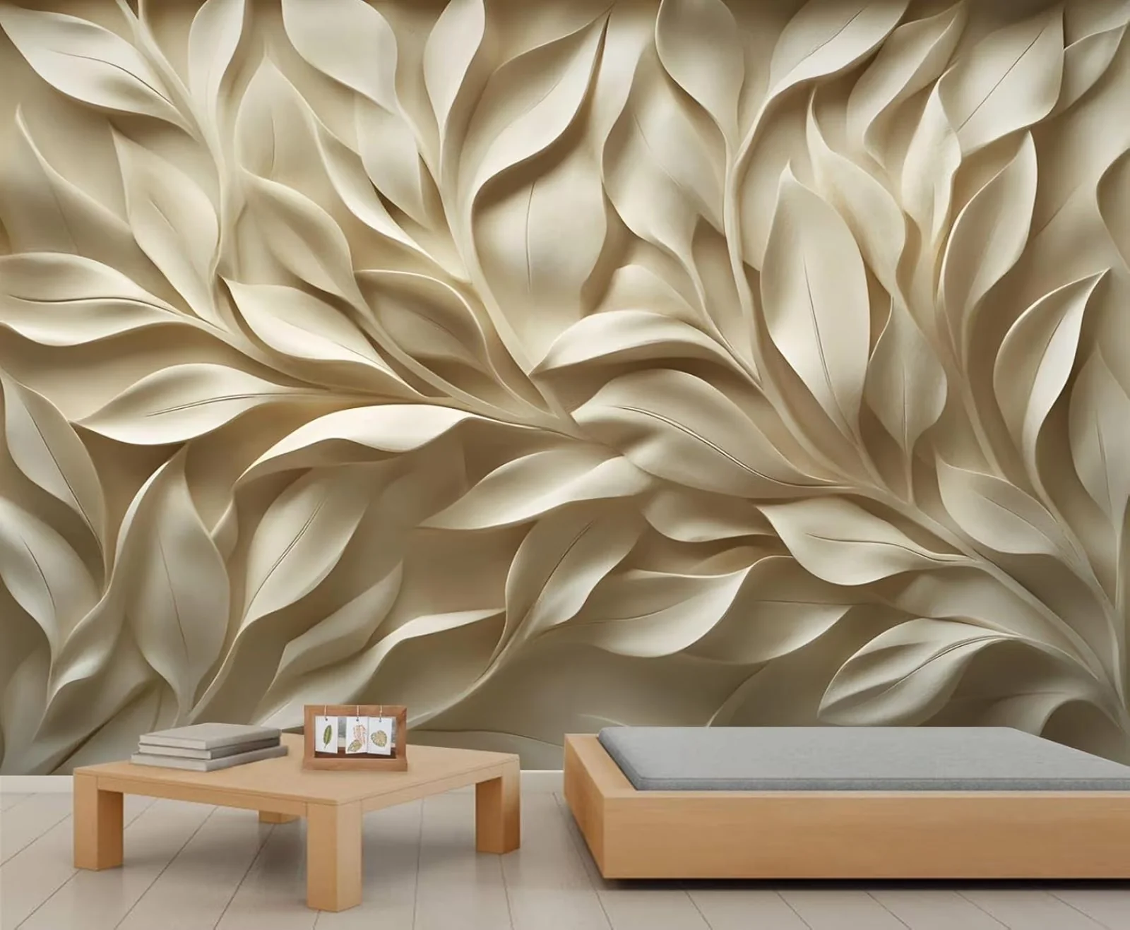Premium Wallpaper with Durable, Stereo Relief Gold Leaf Wall Mural - Gold High-Quality Canvas for Living Room, Bedroom Model 26D75C