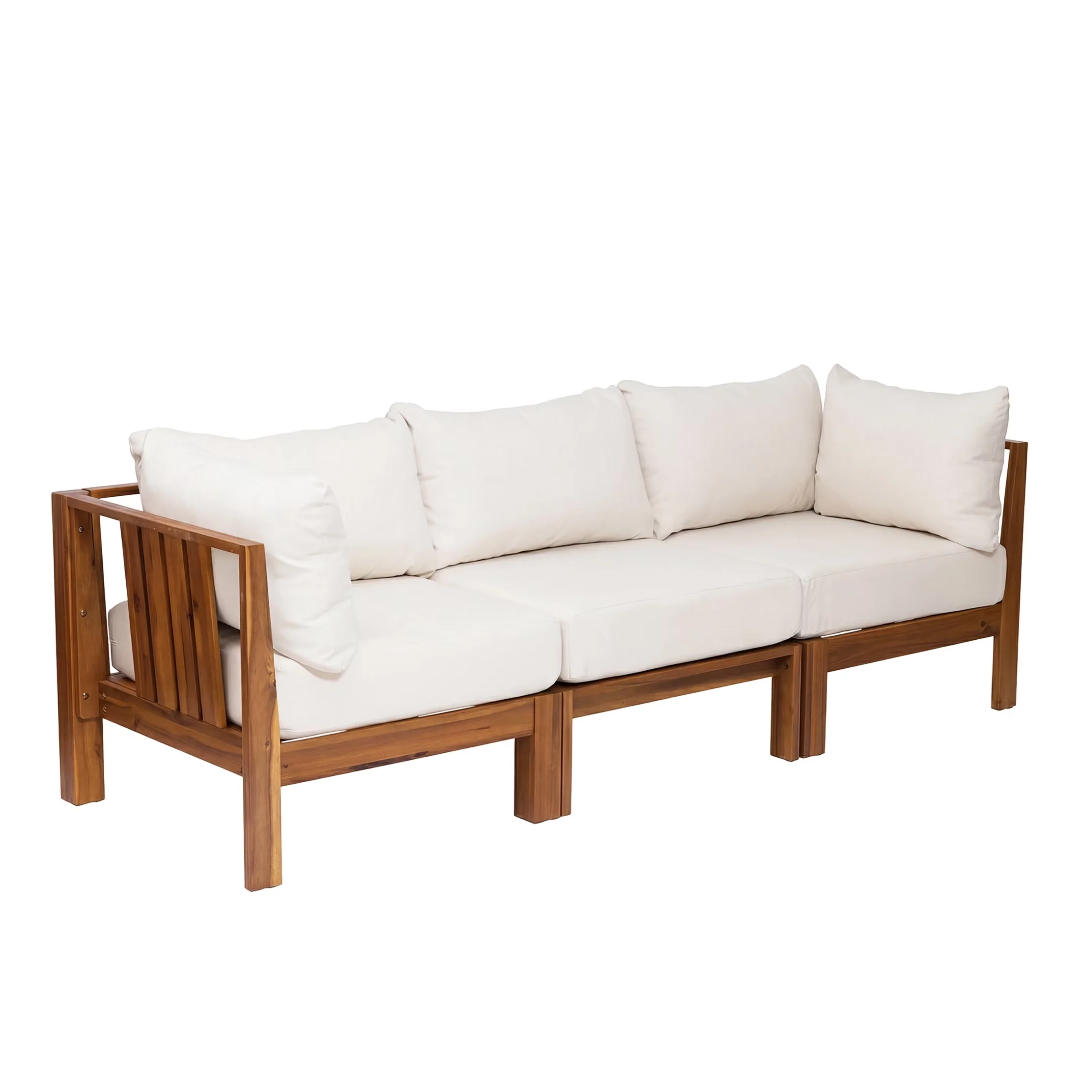 Efficient Outdoor Sofas Sectional with Weather-Resistant, Coastal - Brown Acacia Wood + Water Resistant Cushion Model 0625AC