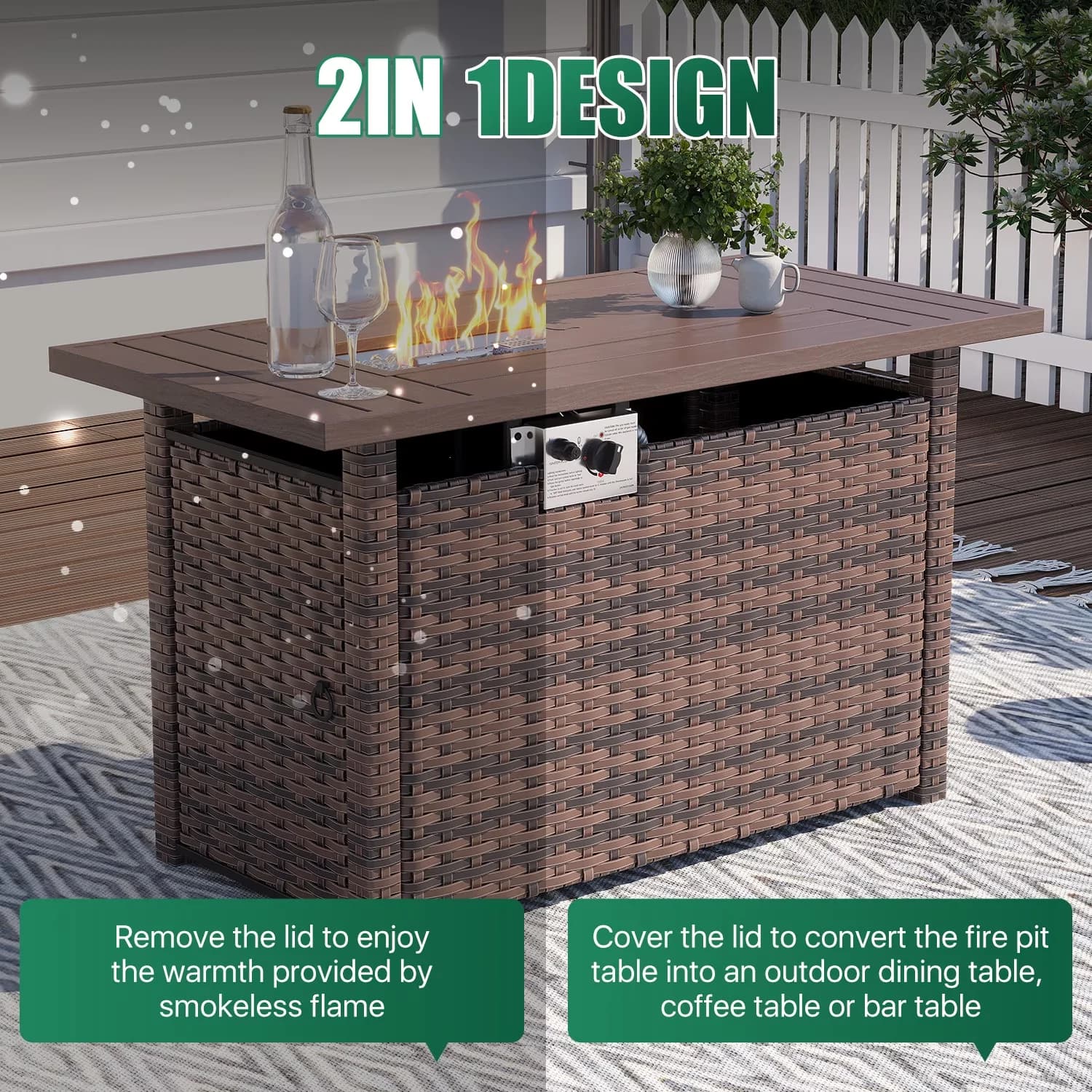 Outdoor Sofas Sectional Durable with Weatherproof, Fire Pit Table - Brown Model 42D166