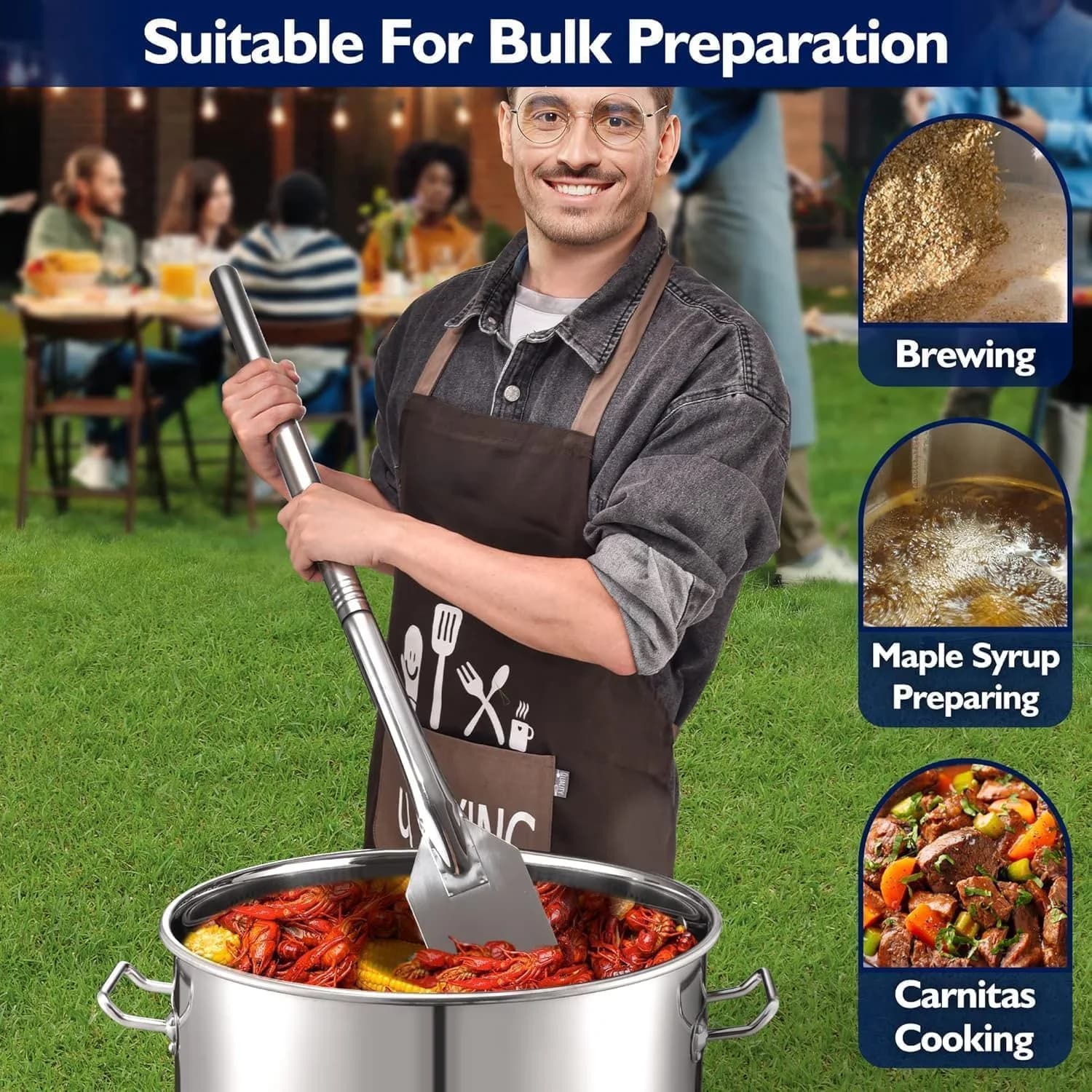 Efficient Outdoor Fryer with 200000 BTU, Strainer - Silver Stainless Steel Model 6B1810