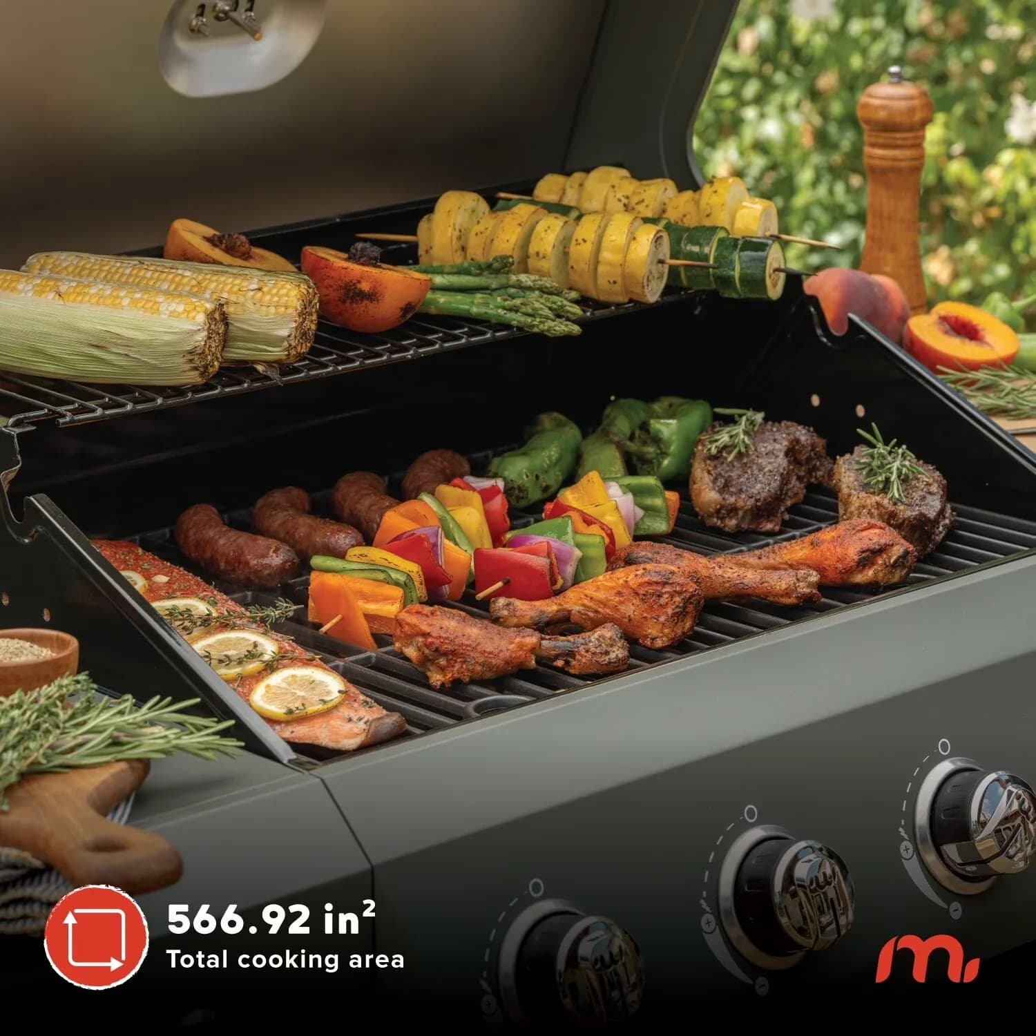 Gas Grill Premium with Rust Resistant, 4-Burner Propane - 4-Burner Propane Gas Grill Porcelain Cast Iron Model 7957D9