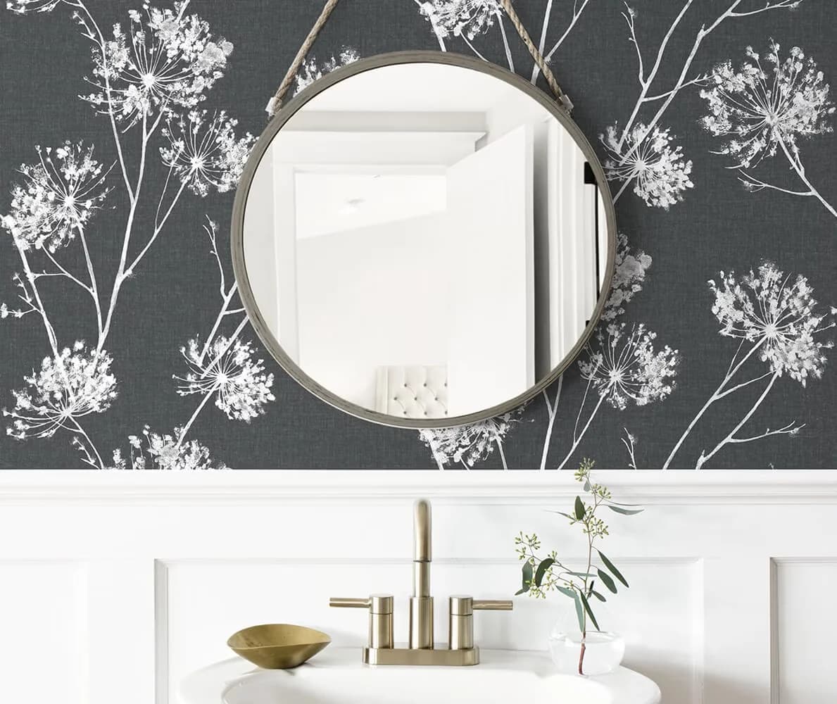 Stylish Wallpaper with Removable, One O'Clocks Peel and Stick - Black Vinyl Model EB4917