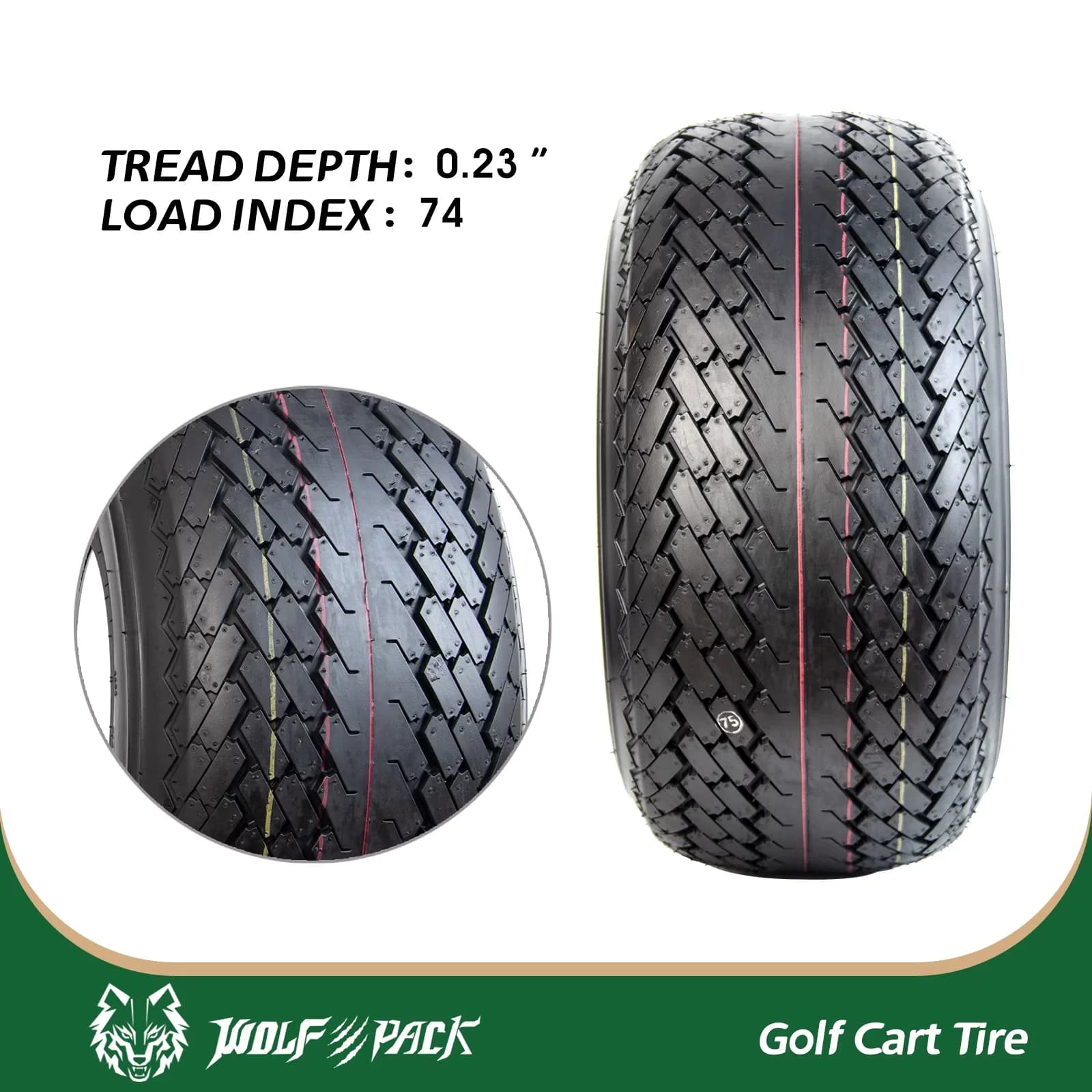 Compact Golf Cart Tire with Tires only, rims are not included., These are 4-ply rated golf cart tires., Not for highway service. - Model EED0CA