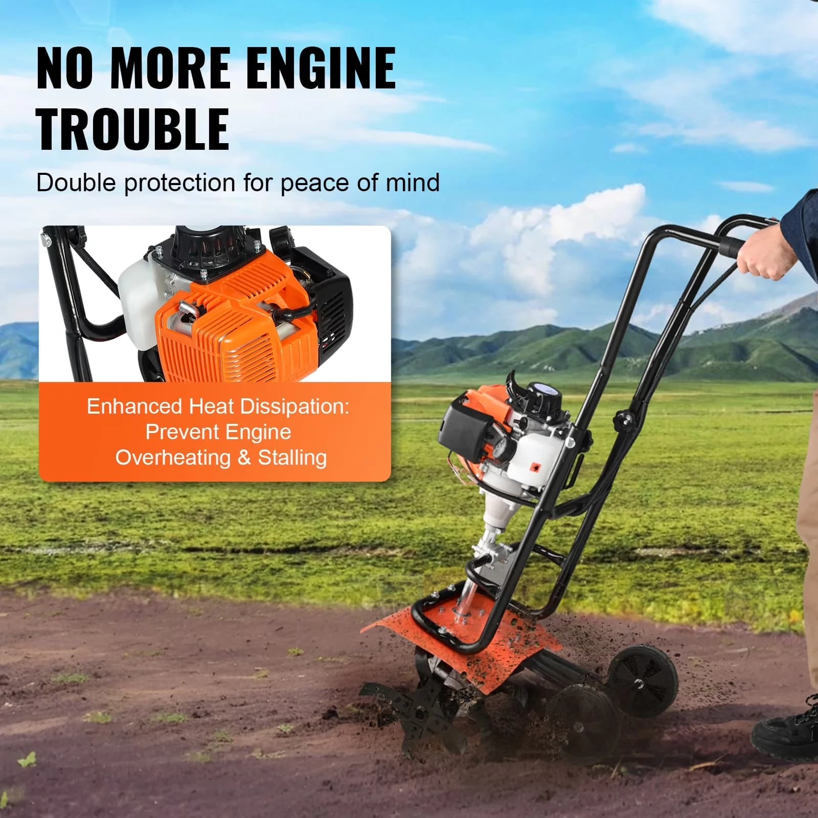 Reliable Trillers Cultivator with 4 Steel Modifiable Front Tines, Tiller for Garden - Model C1CF63