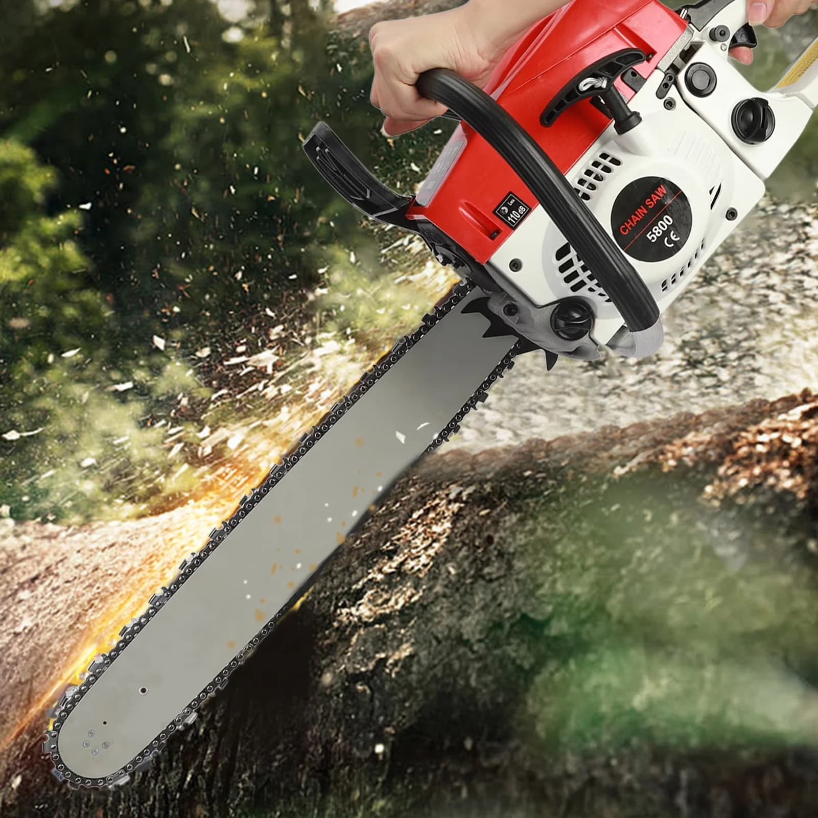 Chainsaw Efficient with Automatic Chain Oiler, Gas 20'' 2-Stroke 58CC Cordless Handheld - Red Model 7FBC48