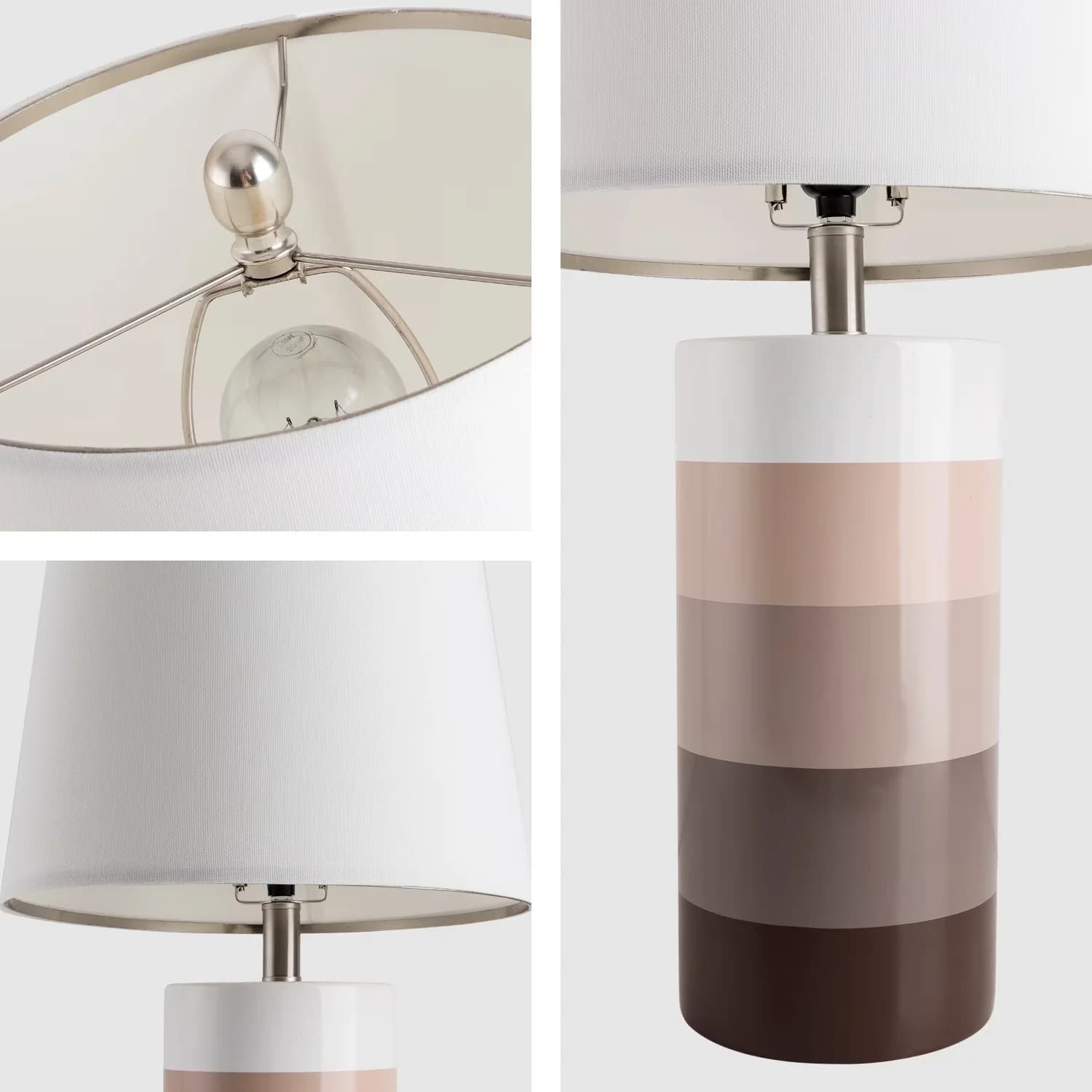 Sleek Lamp with LED, Dimmable, Modern Table Lamps Set of 2 - Ceramic Brown Model B4577C