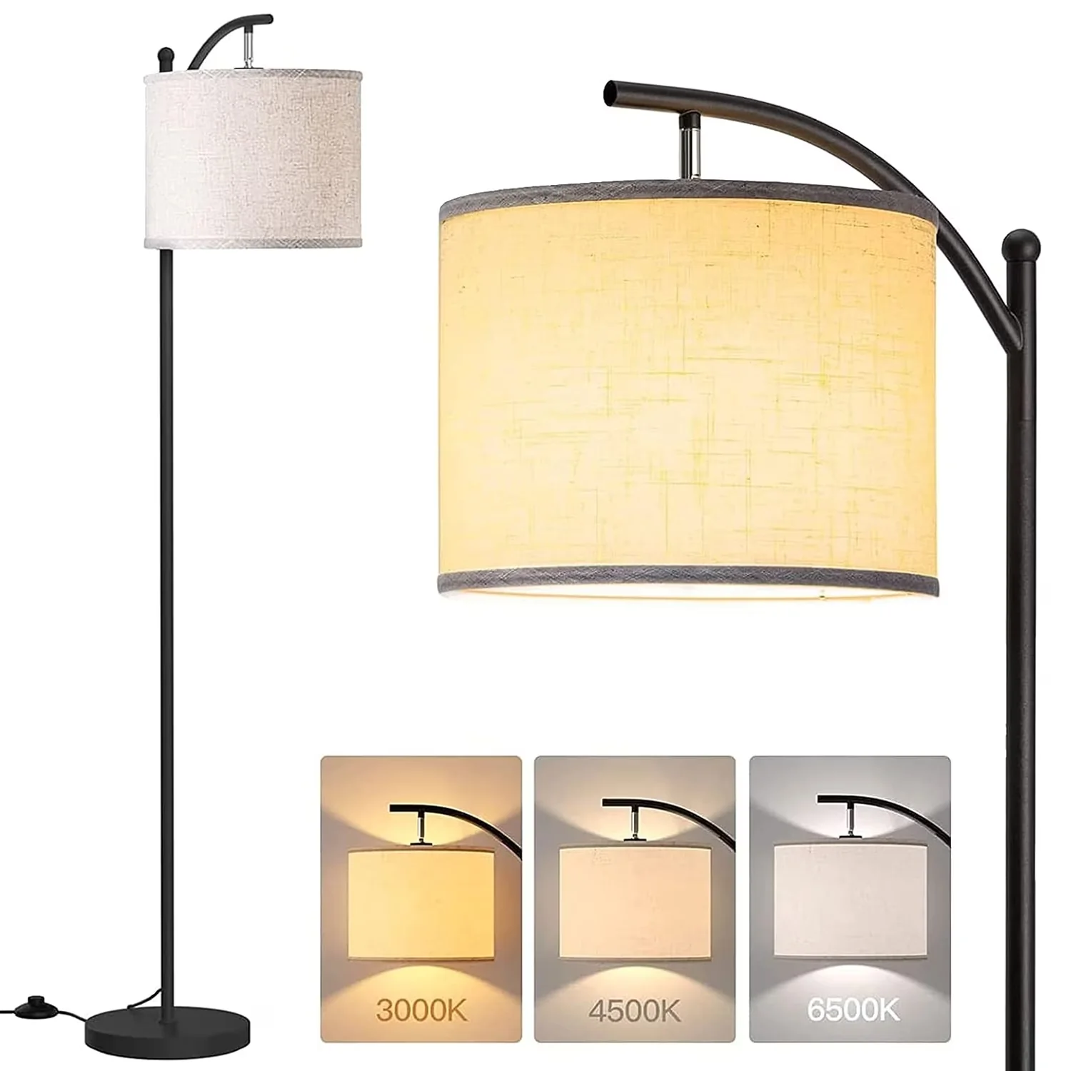 Innovative Floor Lamp with LED, 9W, Standard Lamps - Linen Black for Living Room Model 57F228