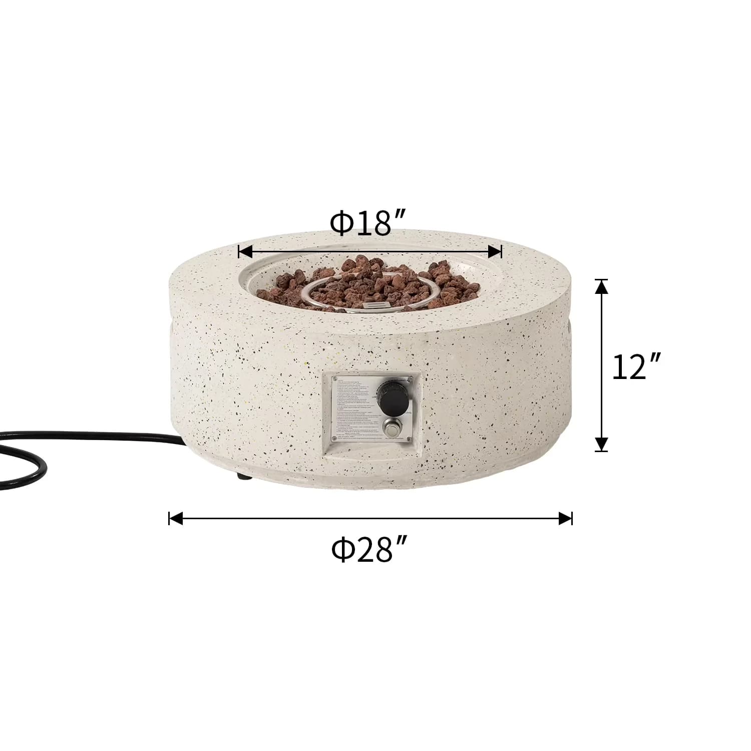 Reliable Outdoor Heating with 40000 BTU, Adjustable Flame, 28"Round Propane Fire Pit Table - White Mgo Model 6B1F01