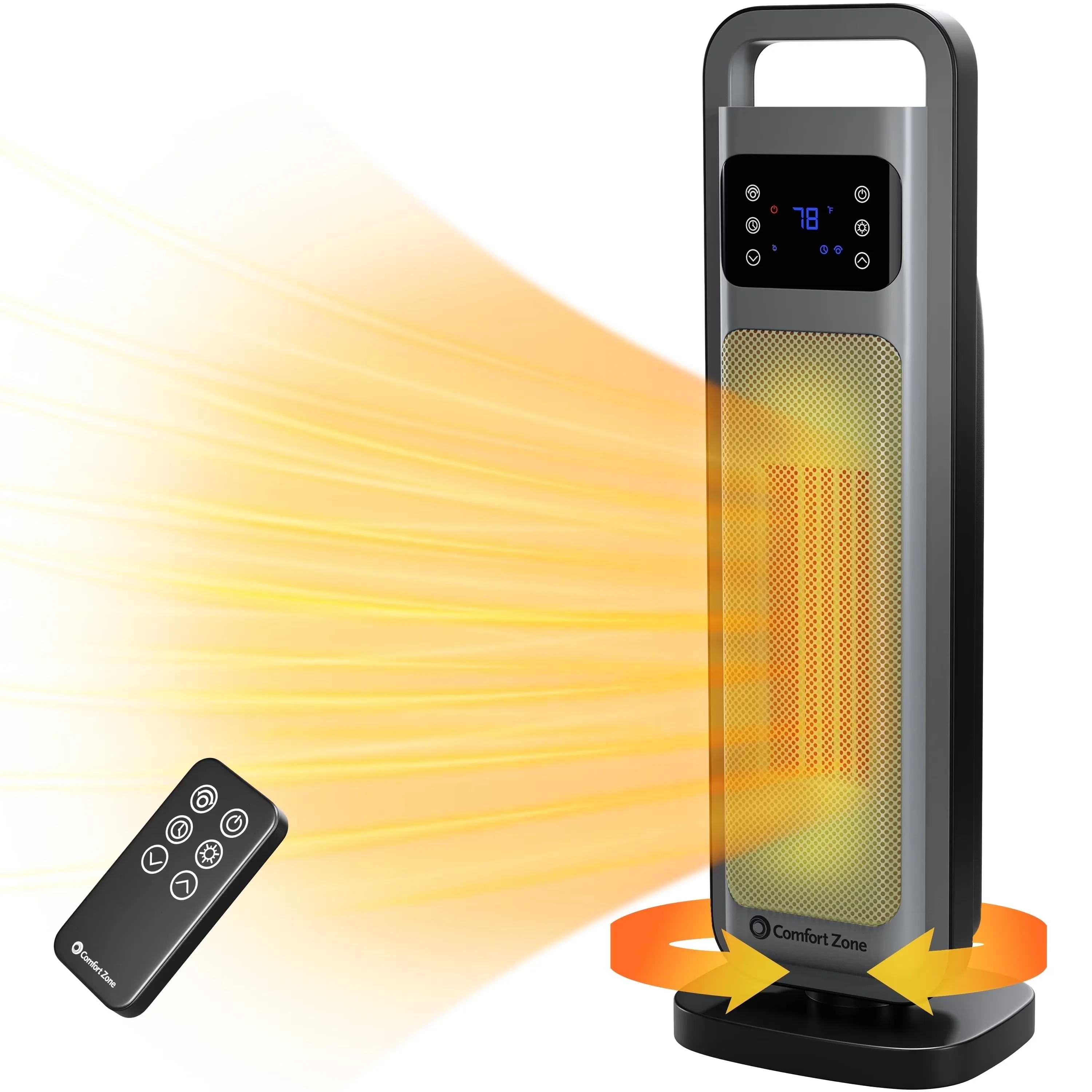 Efficient Portable And Electric Space Heater with Adjustable, Oscillating - Gray Model C50BFB