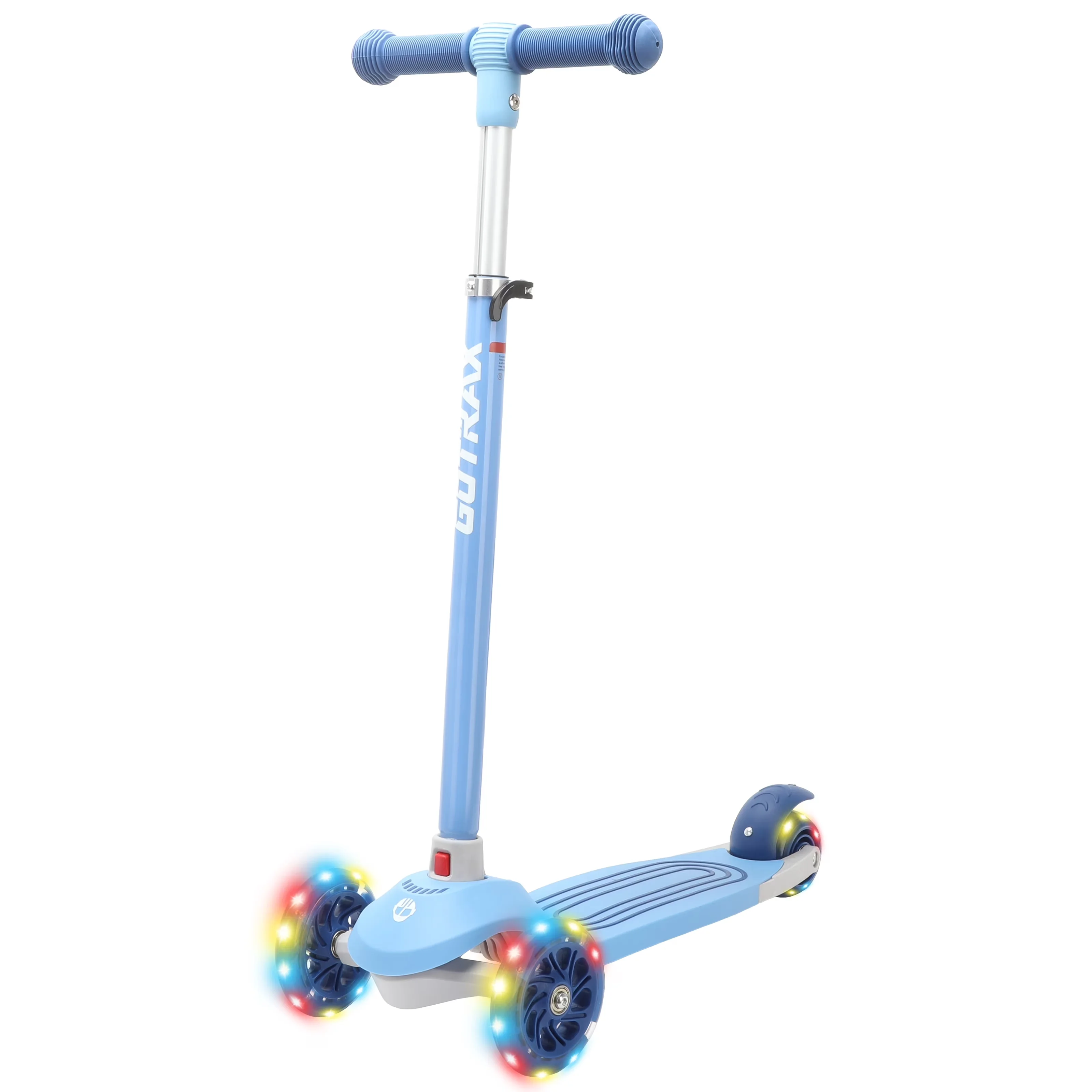 Premium Scooter with LED, Lightweight, Bobloo 3-Wheel Light-Up Kick - Aluminum And Iron Blue Model FE214A