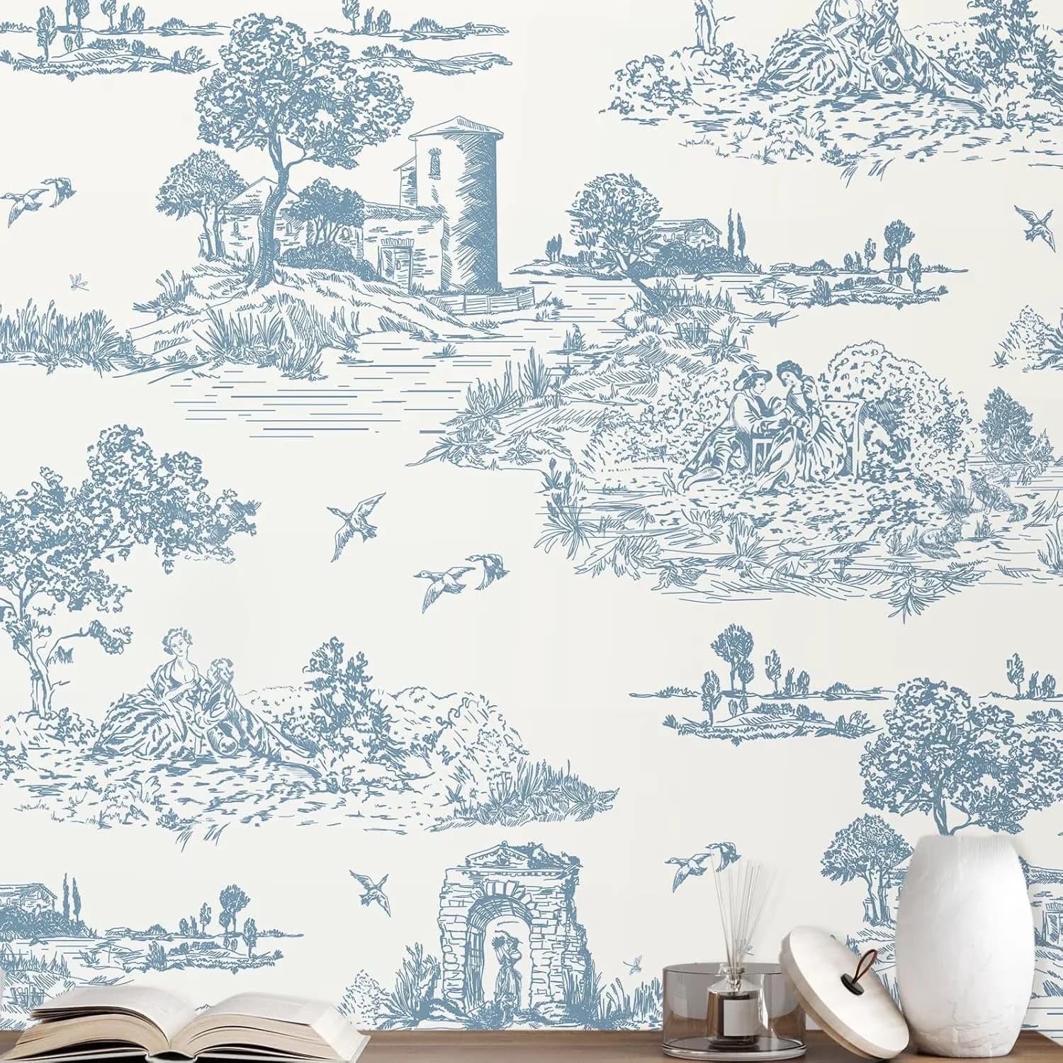 Durable Wallpaper with Durable, Easy To Clean, Waterproof - Blue Pvc Mural Model F9EE8D